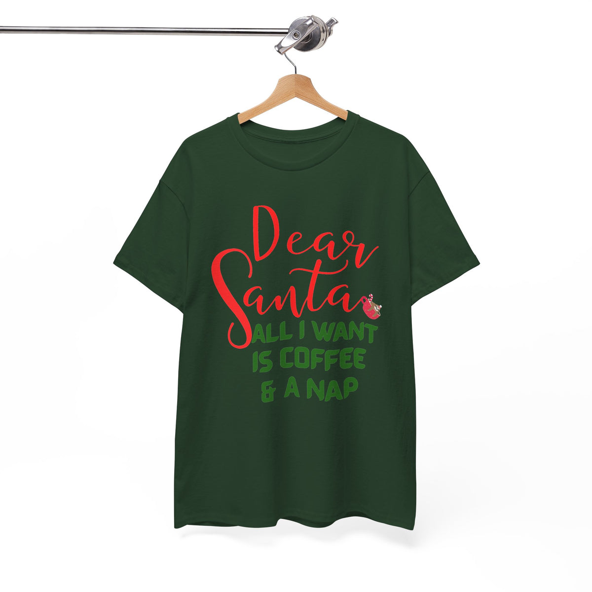 Dear Santa All I Want Is Coffee & A Nap Christmas T-Shirt