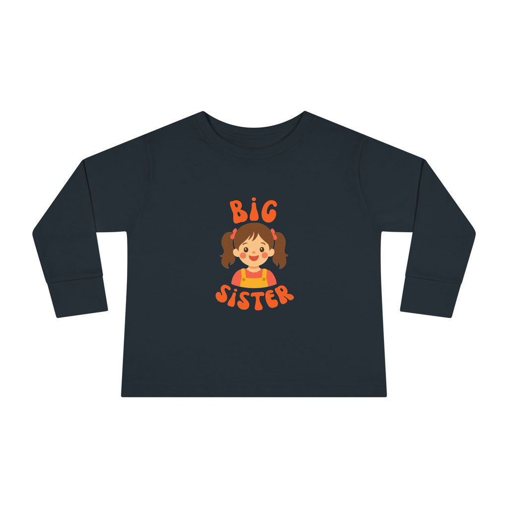 Big Sister Toddler Long Sleeve Tee — Cute Announce Shirt for New Siblings