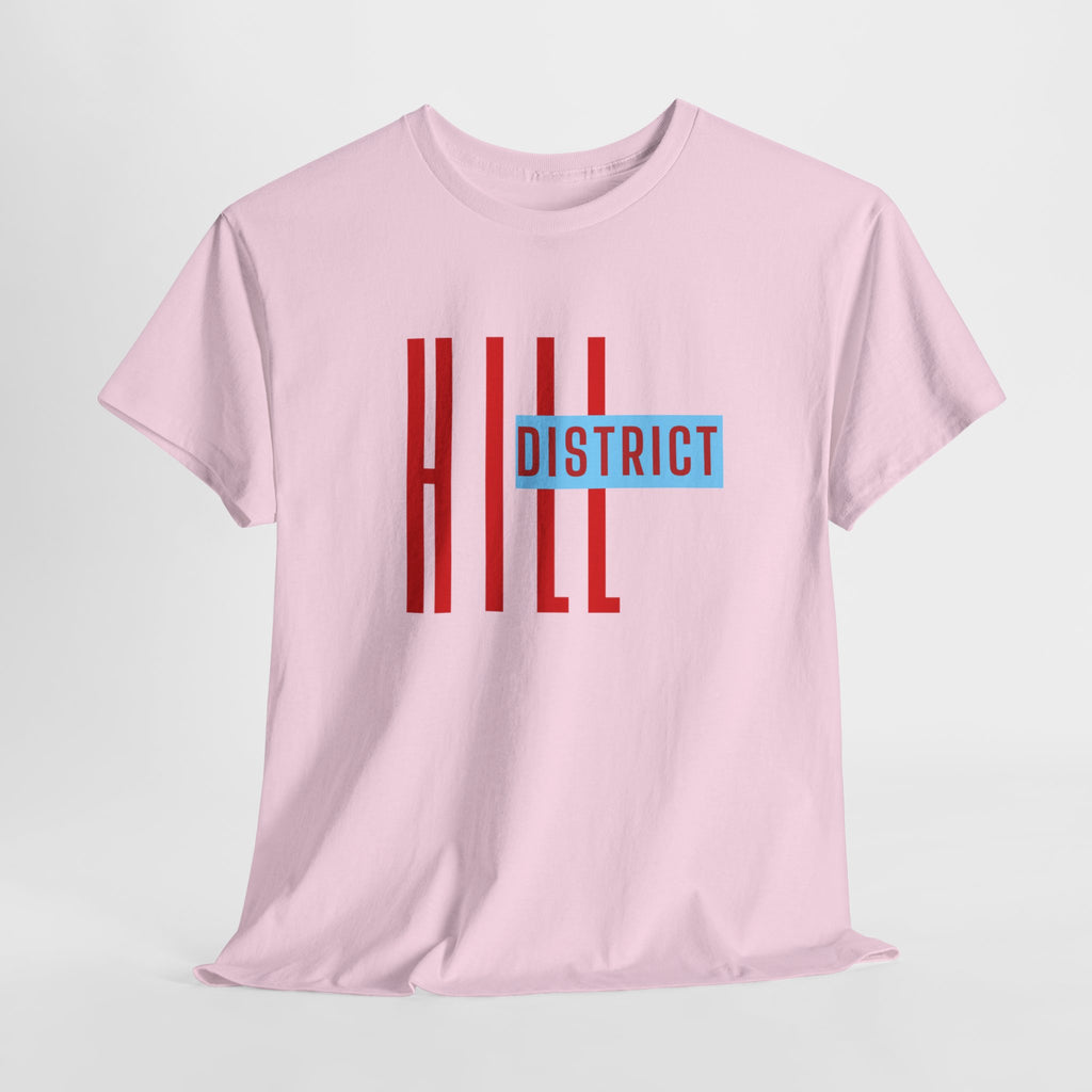 Hill District T-Shirt — Retro Red & Blue 'DISTRICT' Graphic Tee