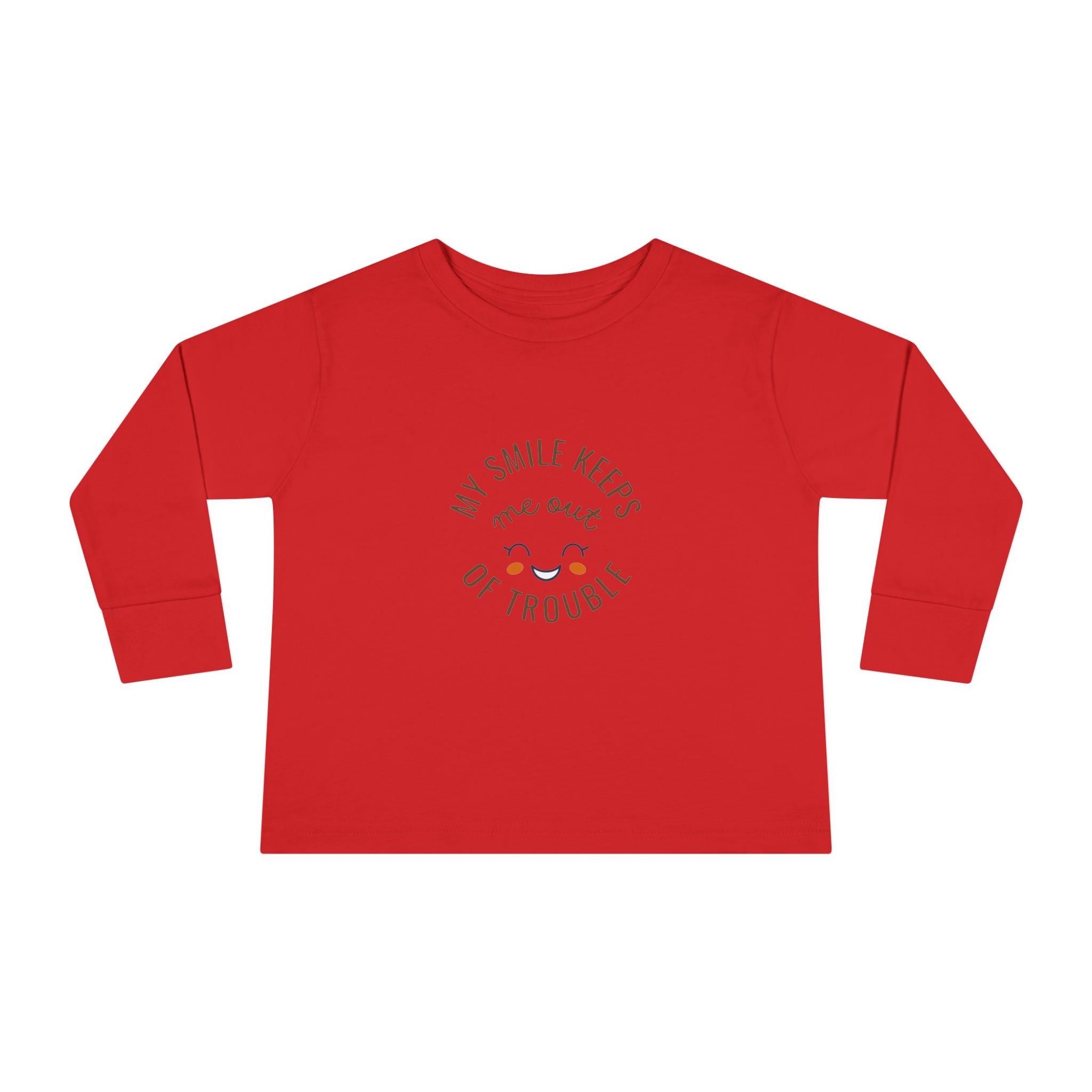 My smile keeps me out of trouble Toddler Long Sleeve Tee
