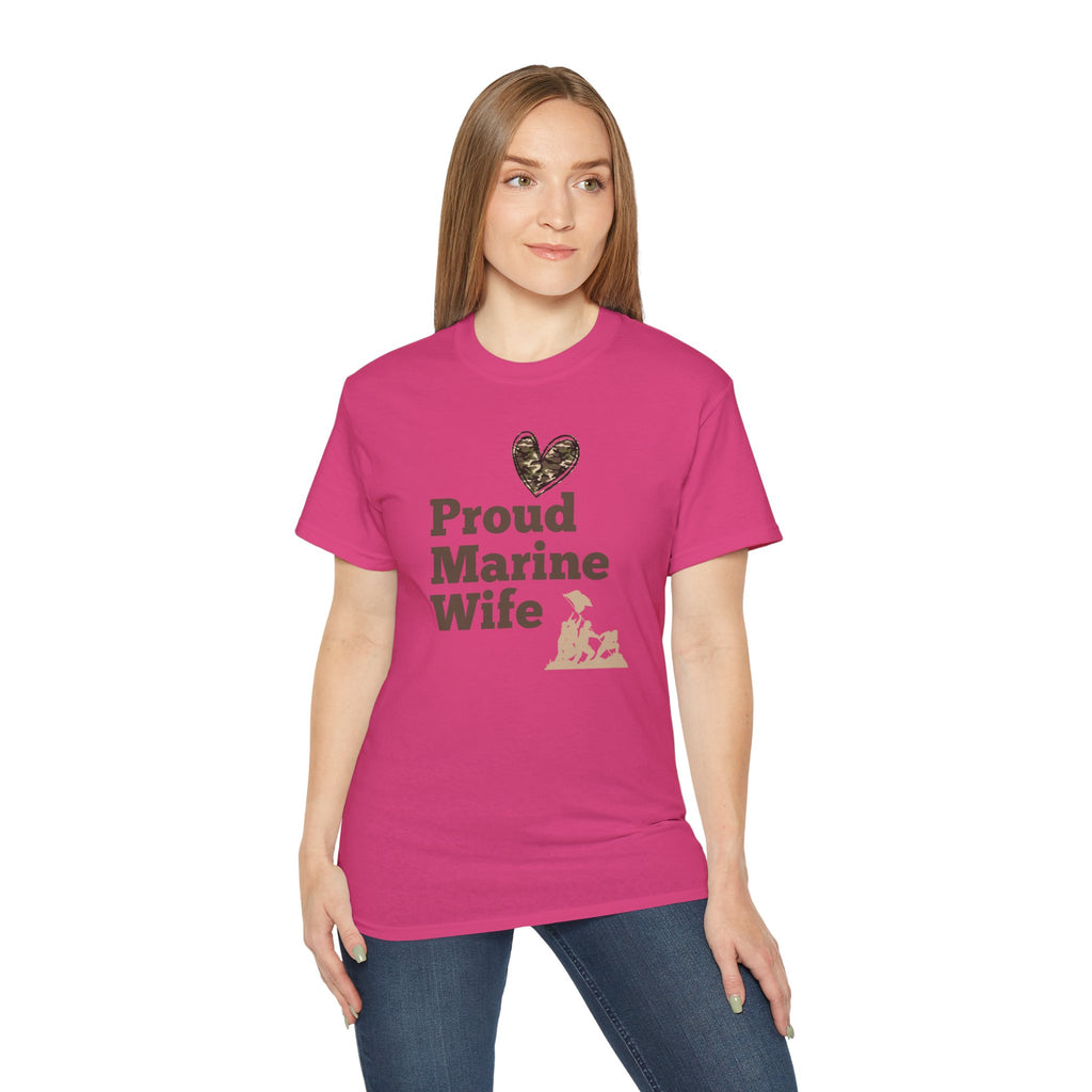 Proud Marine Wife T-Shirt — Camouflage Heart & Marine Family Tee