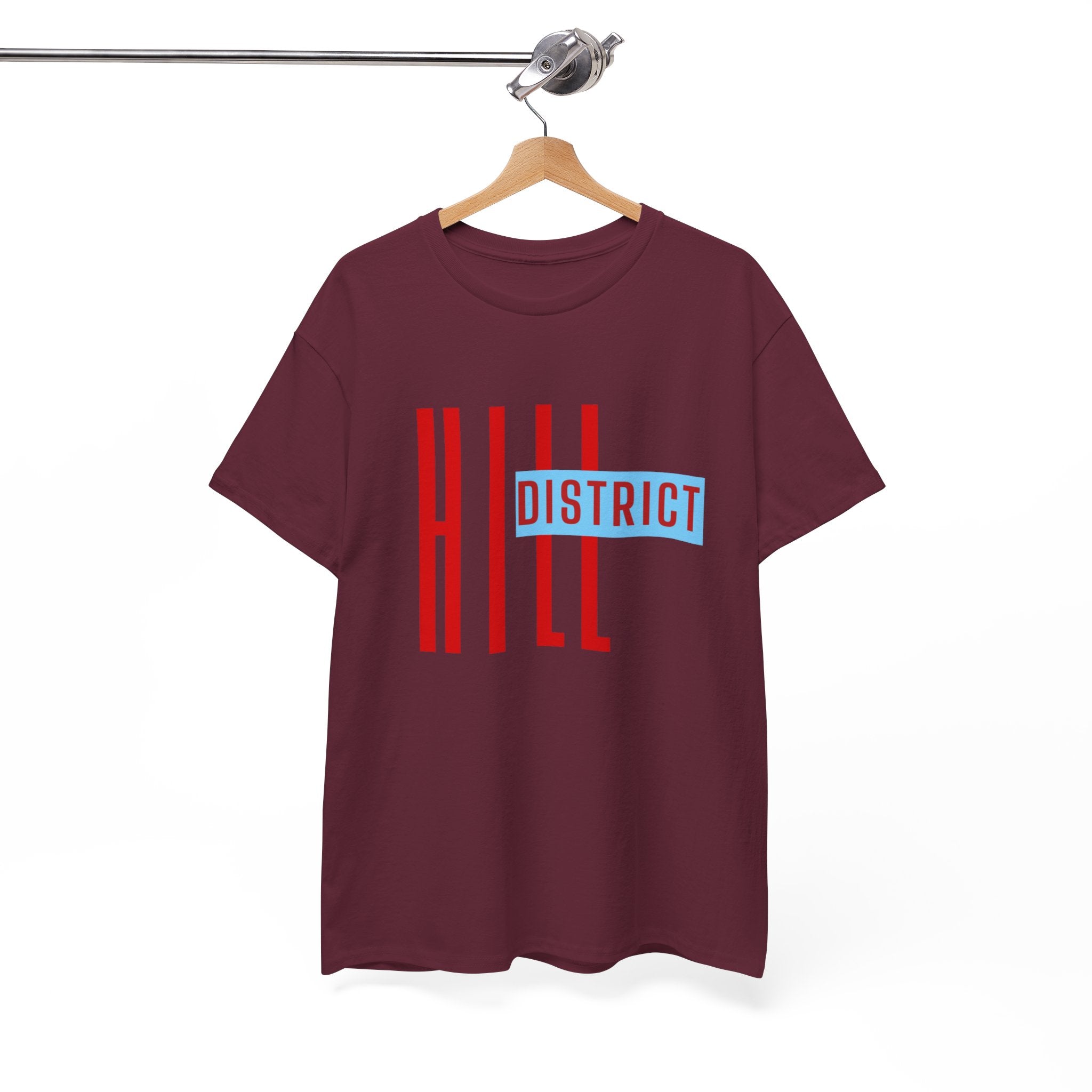 Hill District T-Shirt — Retro Red & Blue 'DISTRICT' Graphic Tee