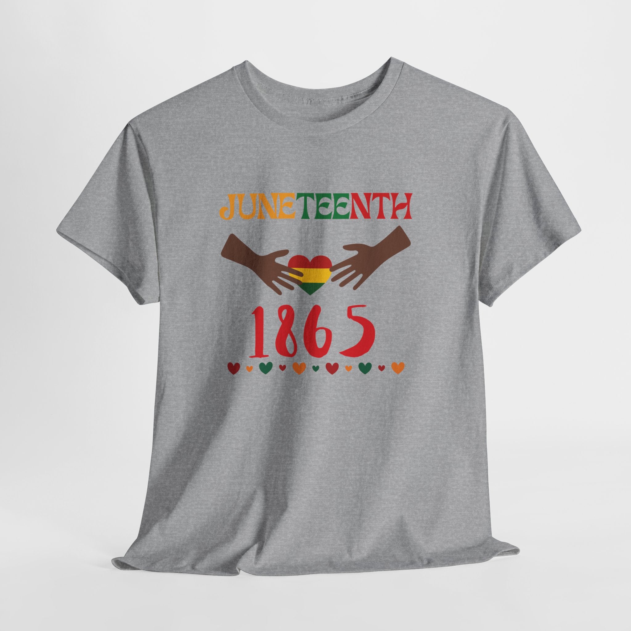 Juneteenth 1865 T-Shirt — Black History Celebration Tee with Heart & Hands Design