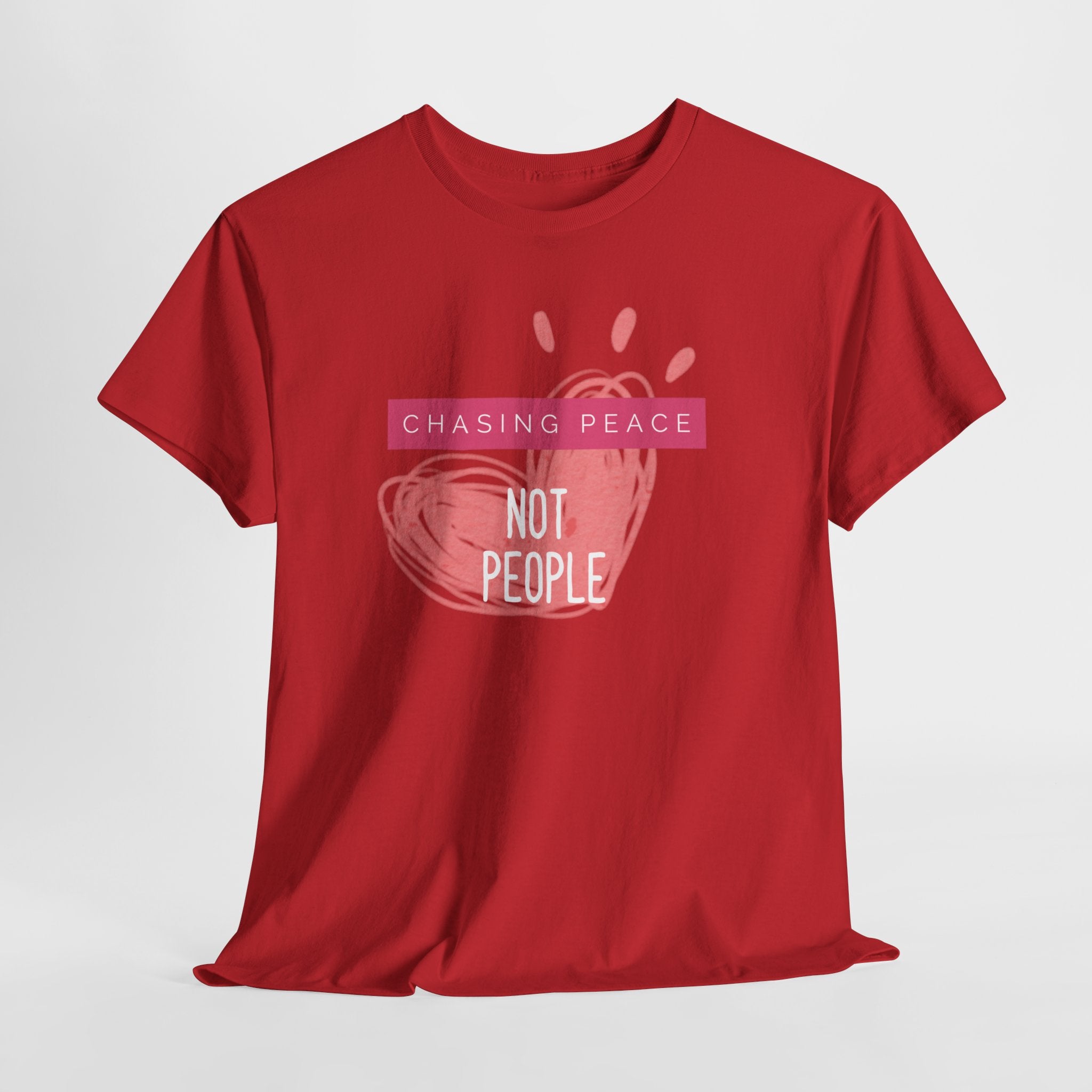 Chasing Peace Not People Tee — Pink Graphic Mental Health Awareness T‑Shirt