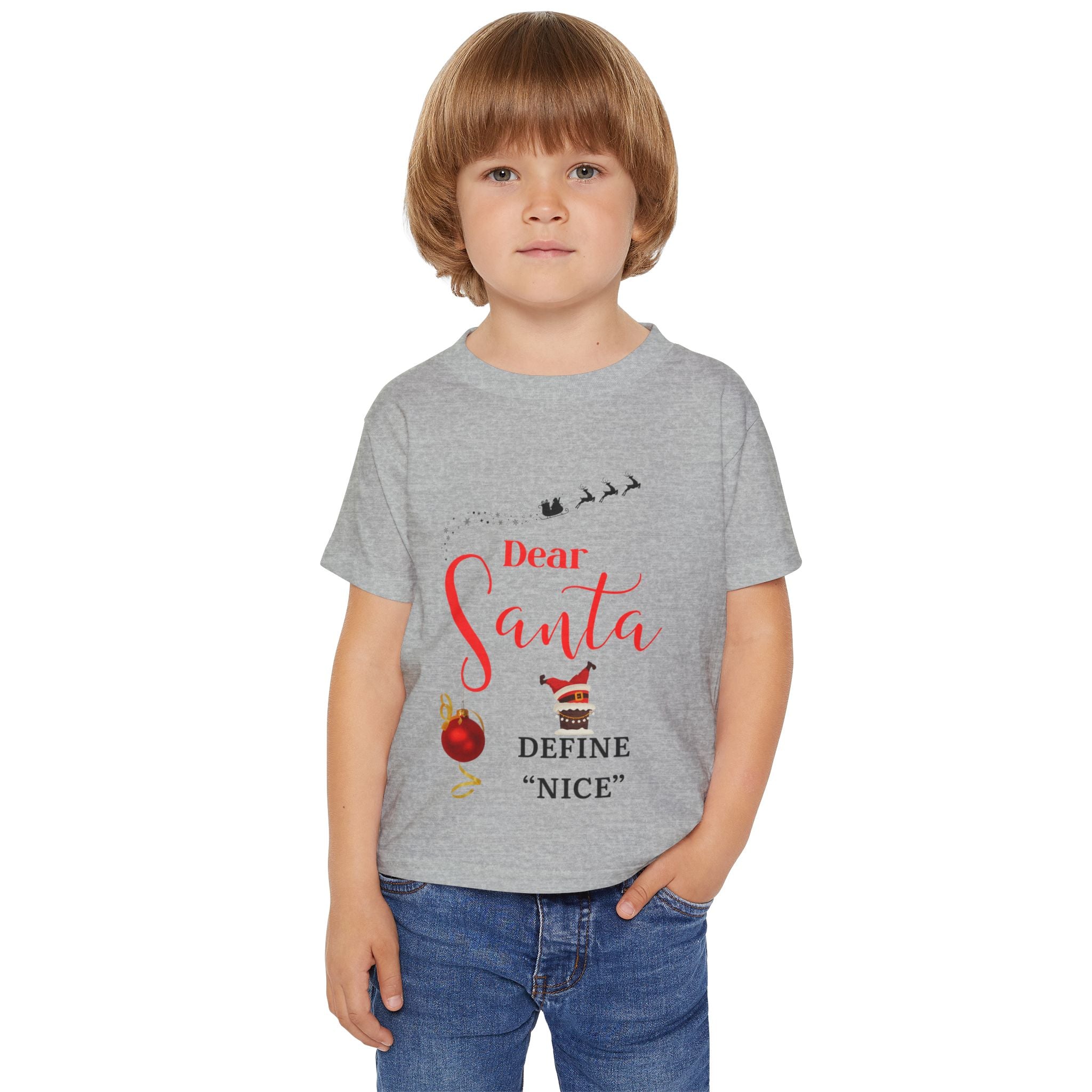 Dear Santa, Define nice Toddler T-shirt - Cute Christmas Gift, Funny Kids Tee, Holiday Apparel, Santa Themed Shirt, Outdoor Fun Clothing