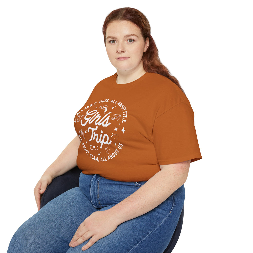 Girls Trip T-Shirt — 'All About Vibes, All About Style' Graphic Tee for Bachelorette & Vacation