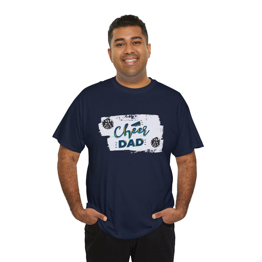 Cheer Dad T-Shirt — Cheerleading Dad Tee with Pom-Poms, Father's Day Gift