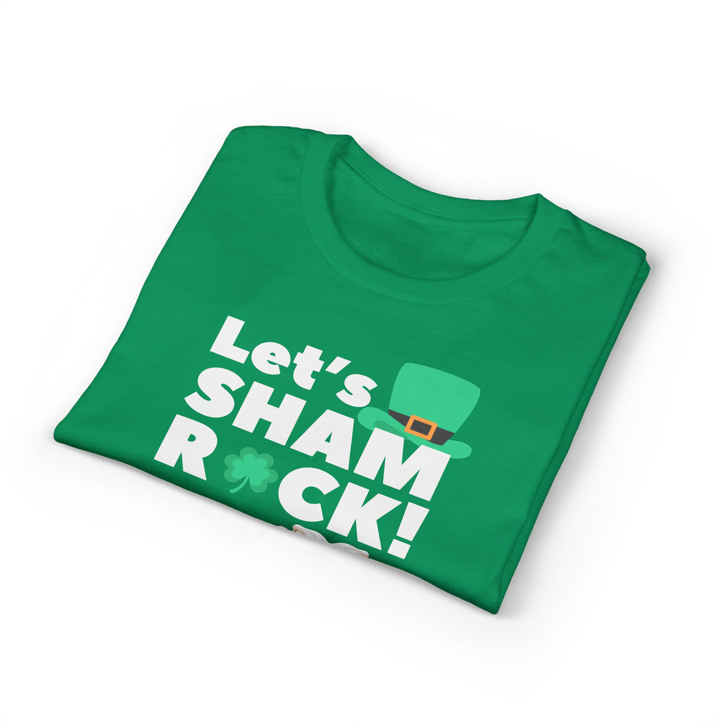 Let's Shamrock! St. Patrick's Day T-Shirt — Green Leprechaun Hat & Beer Mug Design