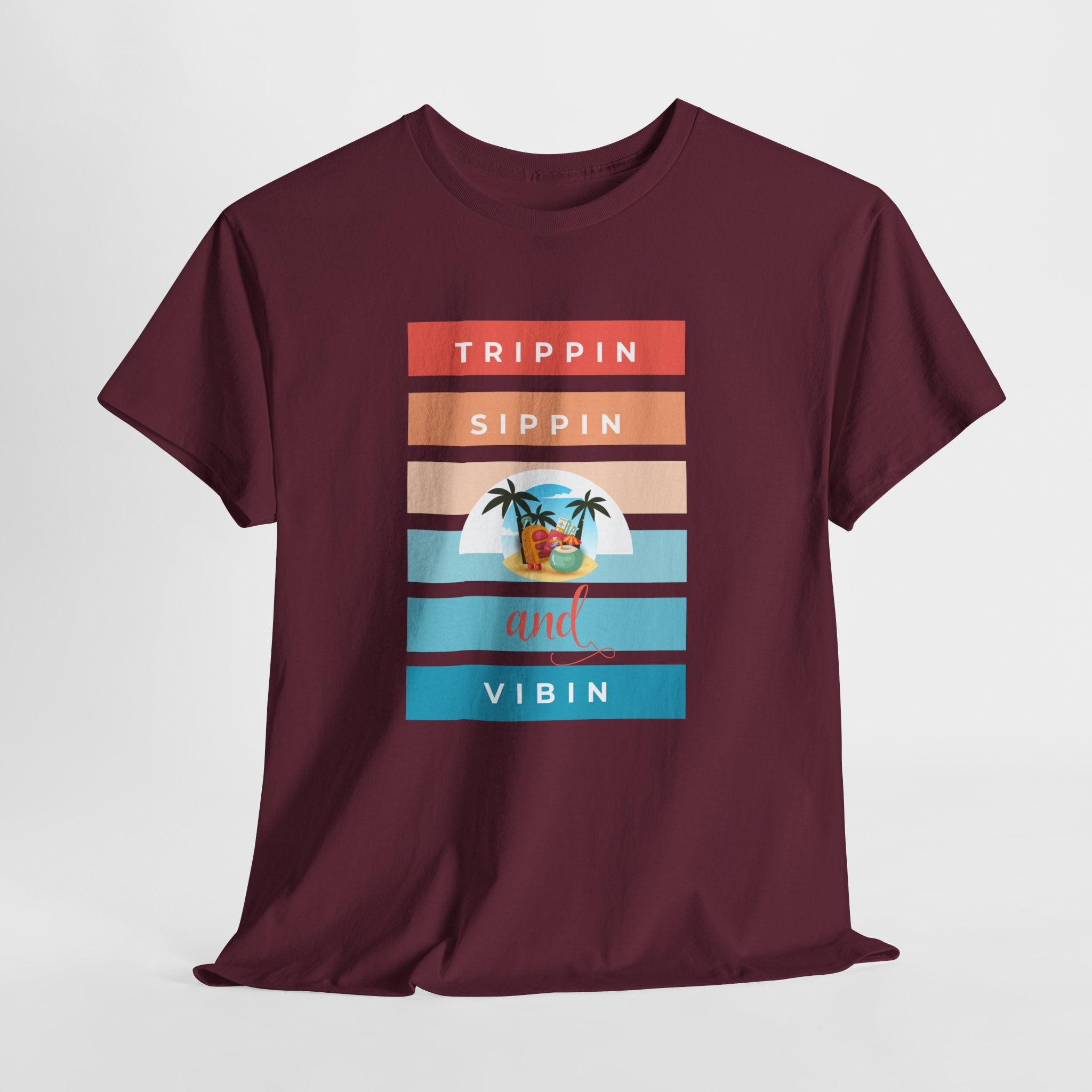 Trippin Sippin and Vibin Tropical Tee