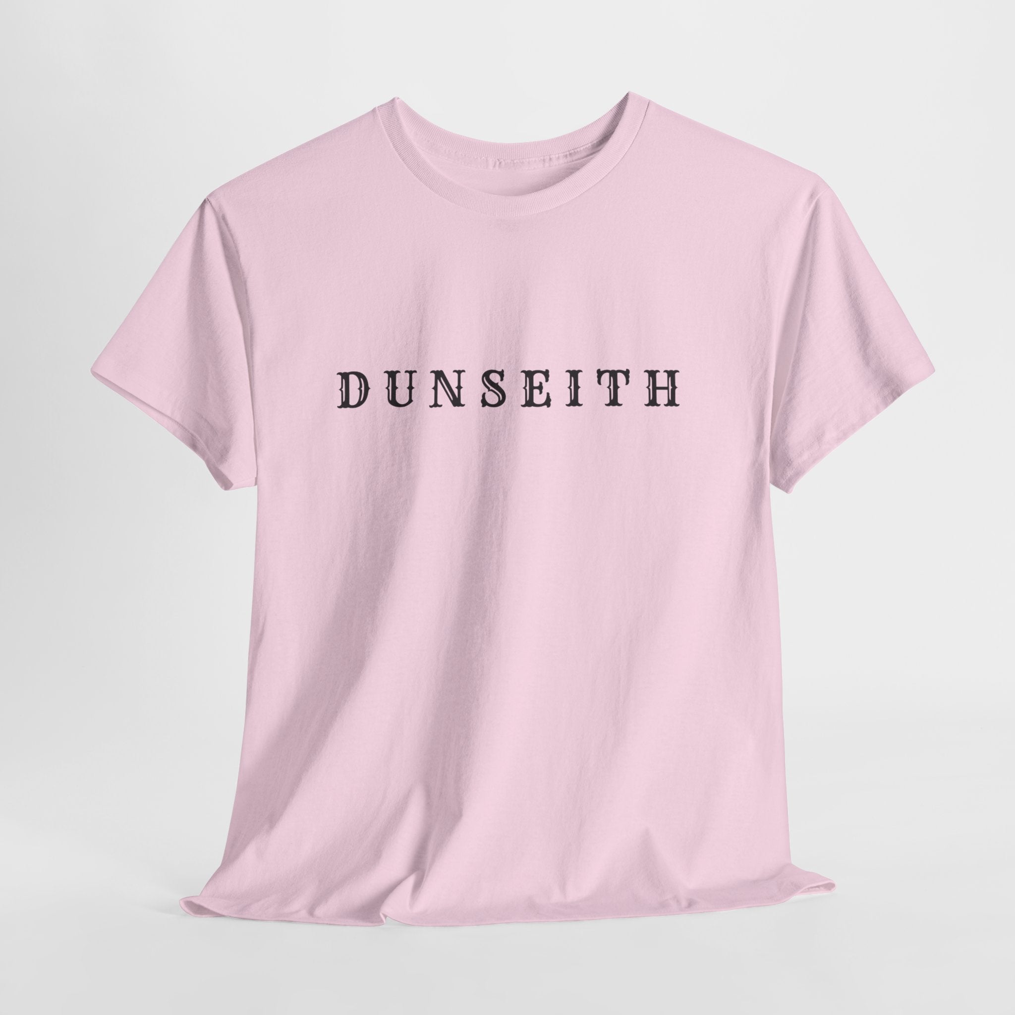 DUNSEITH Minimalist Text Tee — Classic White Graphic T-Shirt