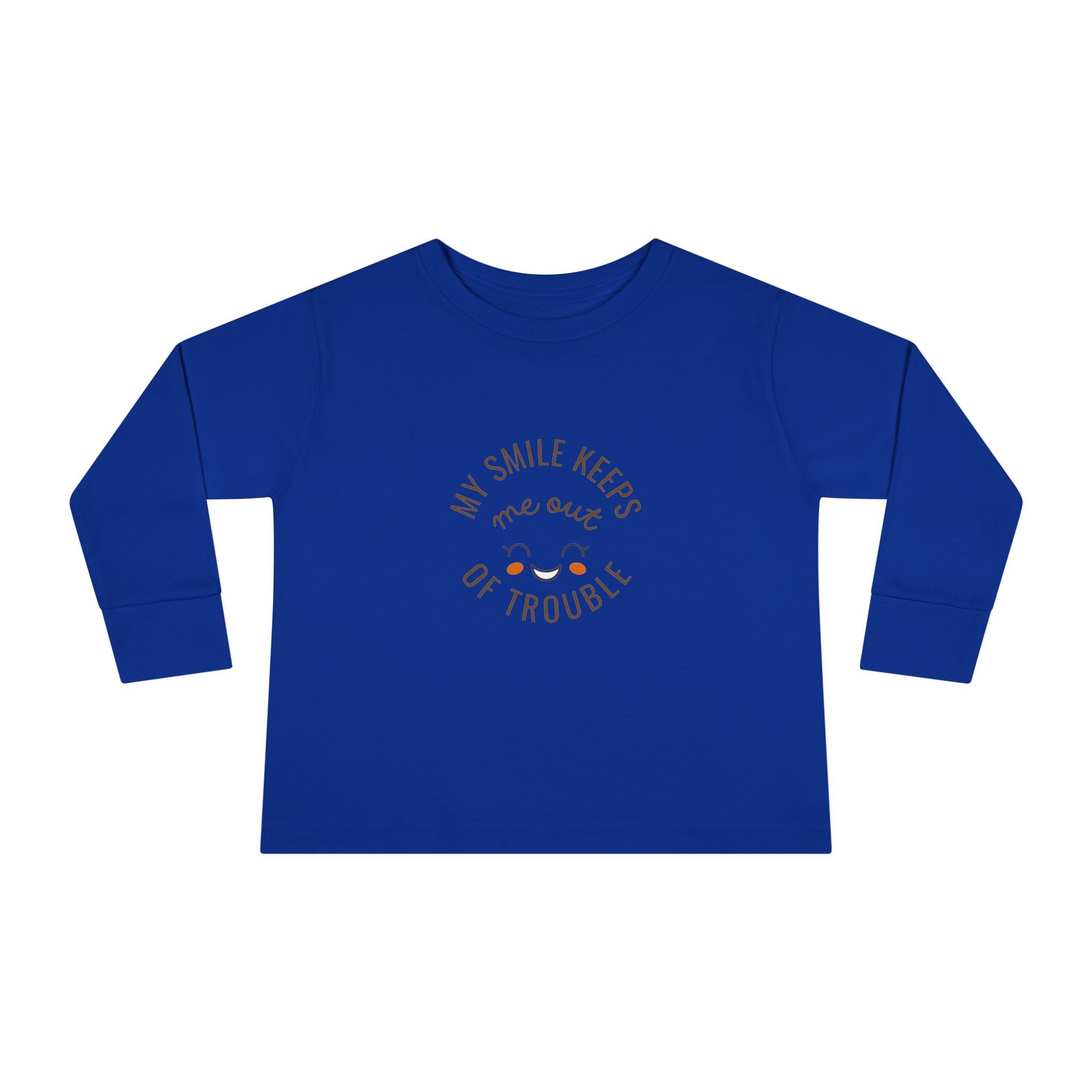 My smile keeps me out of trouble Toddler Long Sleeve Tee