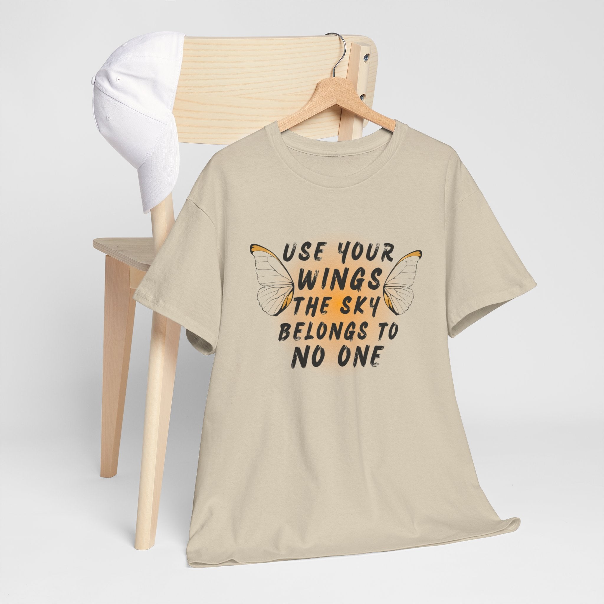 T-Shirt — "Use Your Wings, The Sky Belongs to No One" Inspirational Graphic Tee
