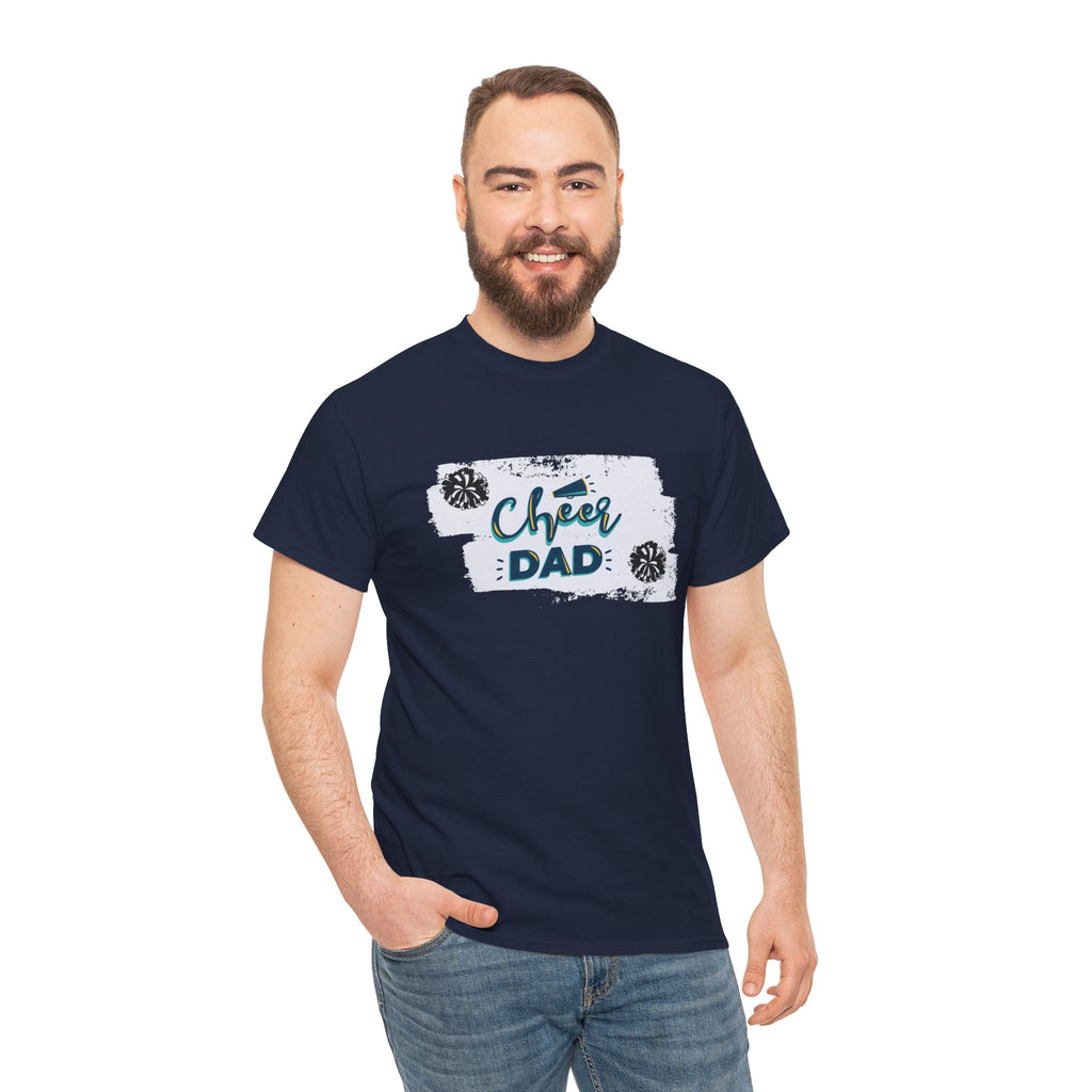 Cheer Dad T-Shirt — Cheerleading Dad Tee with Pom-Poms, Father's Day Gift