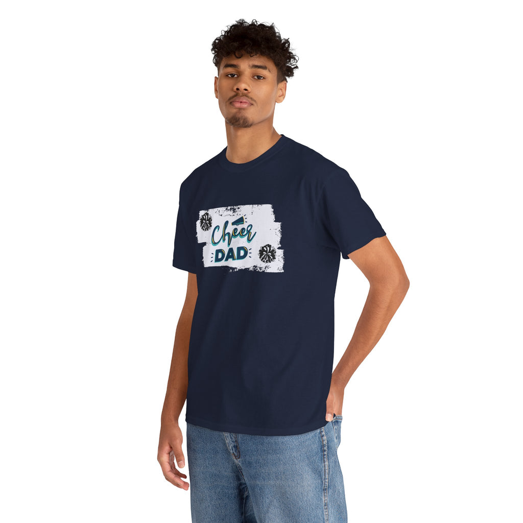 Cheer Dad T-Shirt — Cheerleading Dad Tee with Pom-Poms, Father's Day Gift