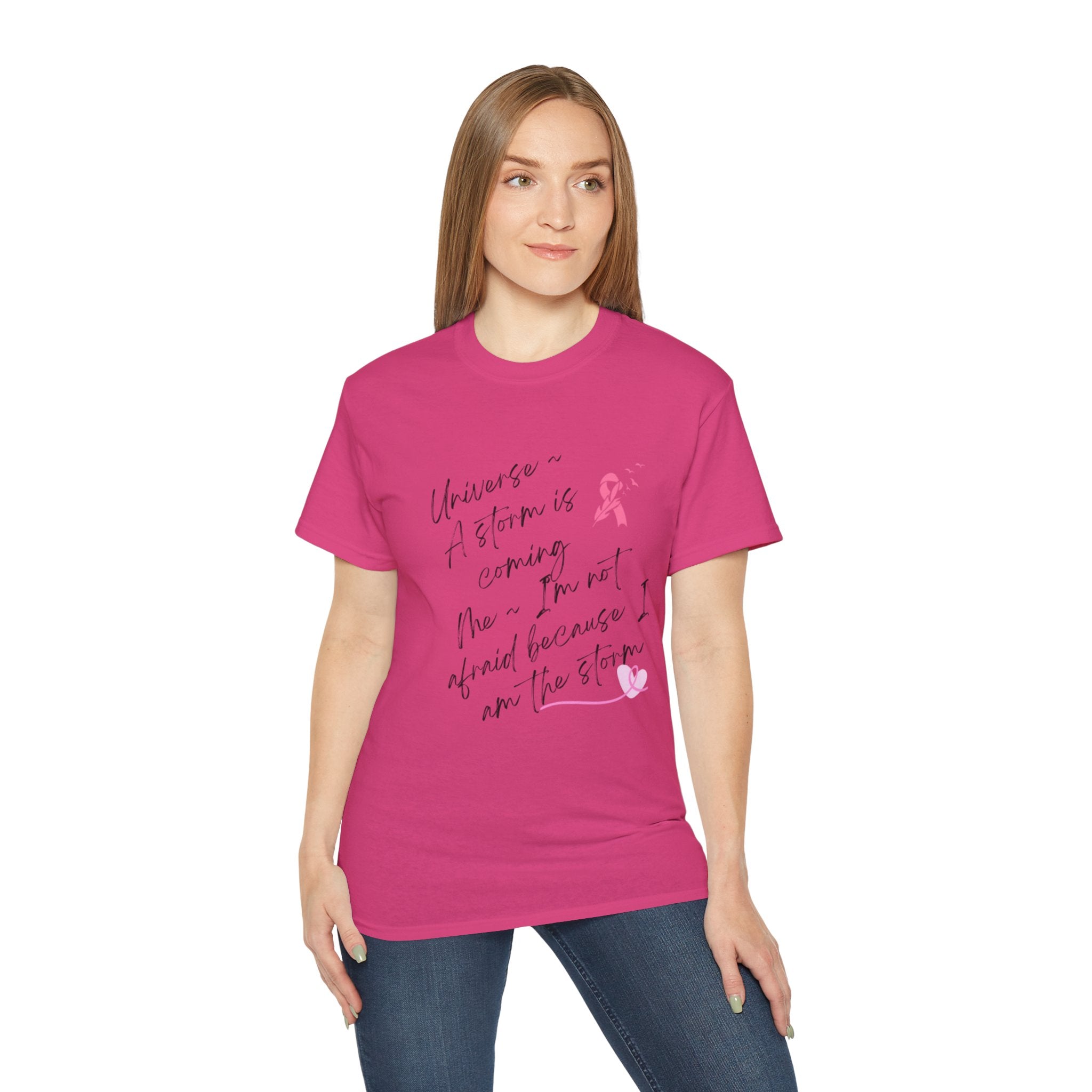 Breast Cancer Awareness Tee – "A Storm is Coming" Inspirational Cotton Shirt