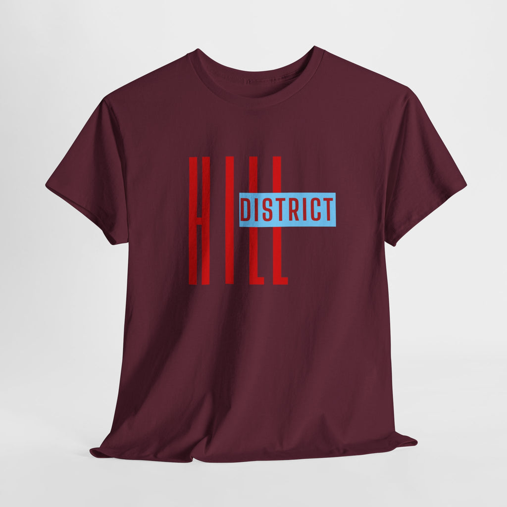 Hill District T-Shirt — Retro Red & Blue 'DISTRICT' Graphic Tee