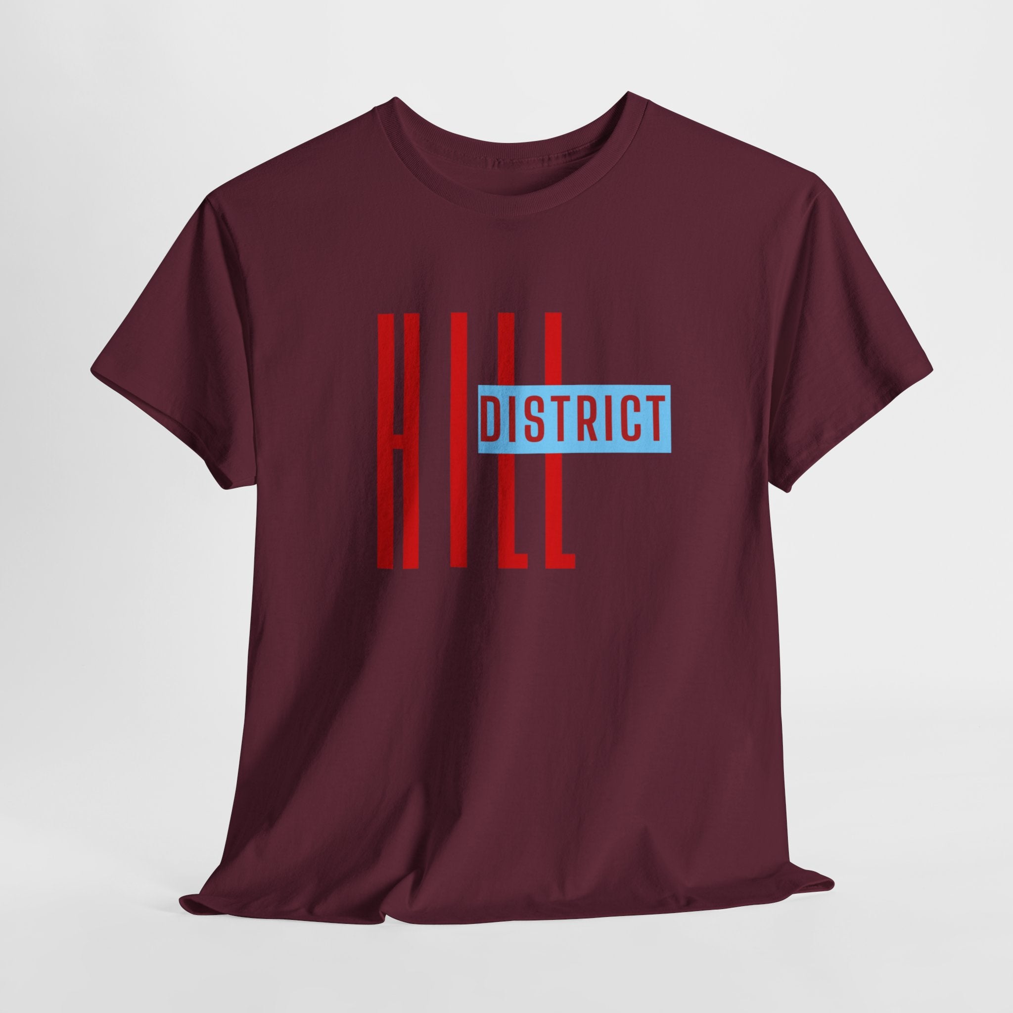 Hill District T-Shirt — Retro Red & Blue 'DISTRICT' Graphic Tee