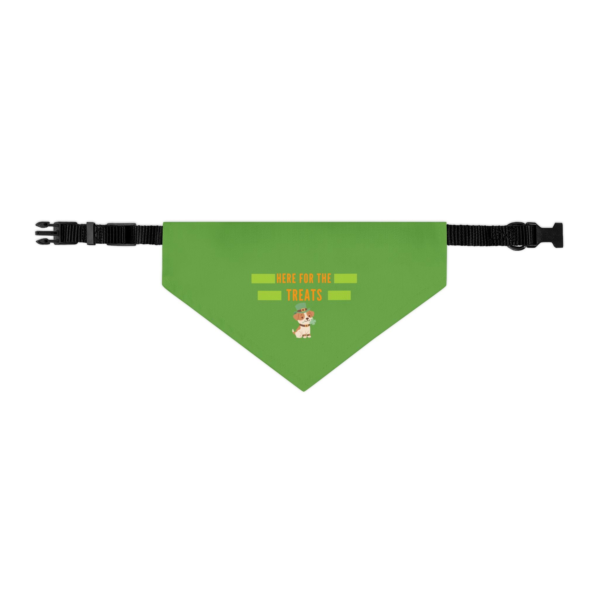 Pet Bandana — "Here for the Treats" Green Dog Collar Accessory