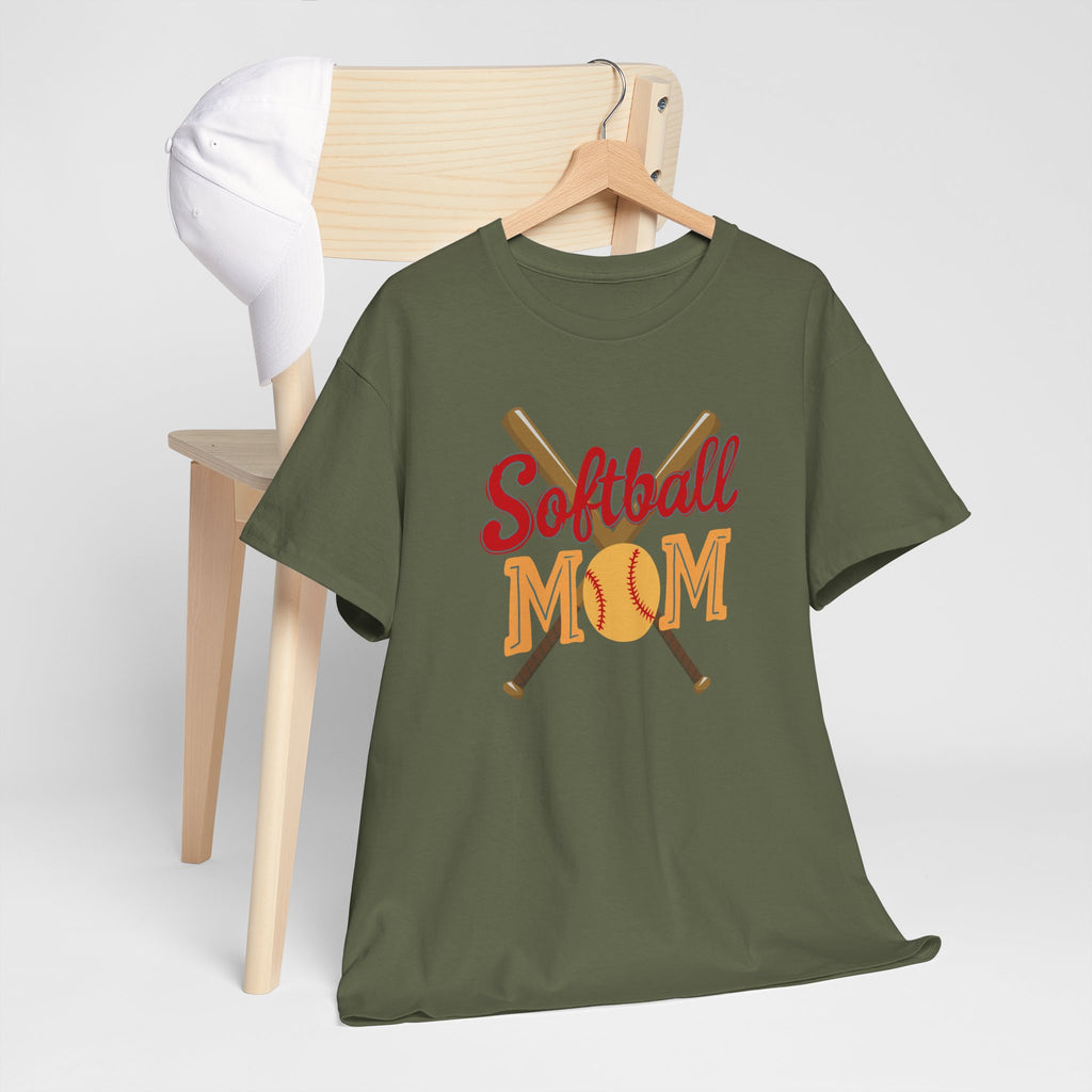 Softball Mom T‑Shirt — Retro Crossed Bats & Ball Tee for Proud Moms