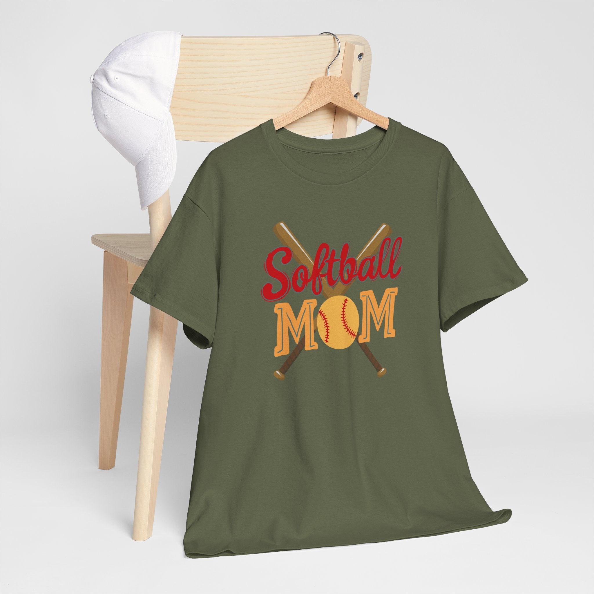 Softball Mom T‑Shirt — Retro Crossed Bats & Ball Tee for Proud Moms