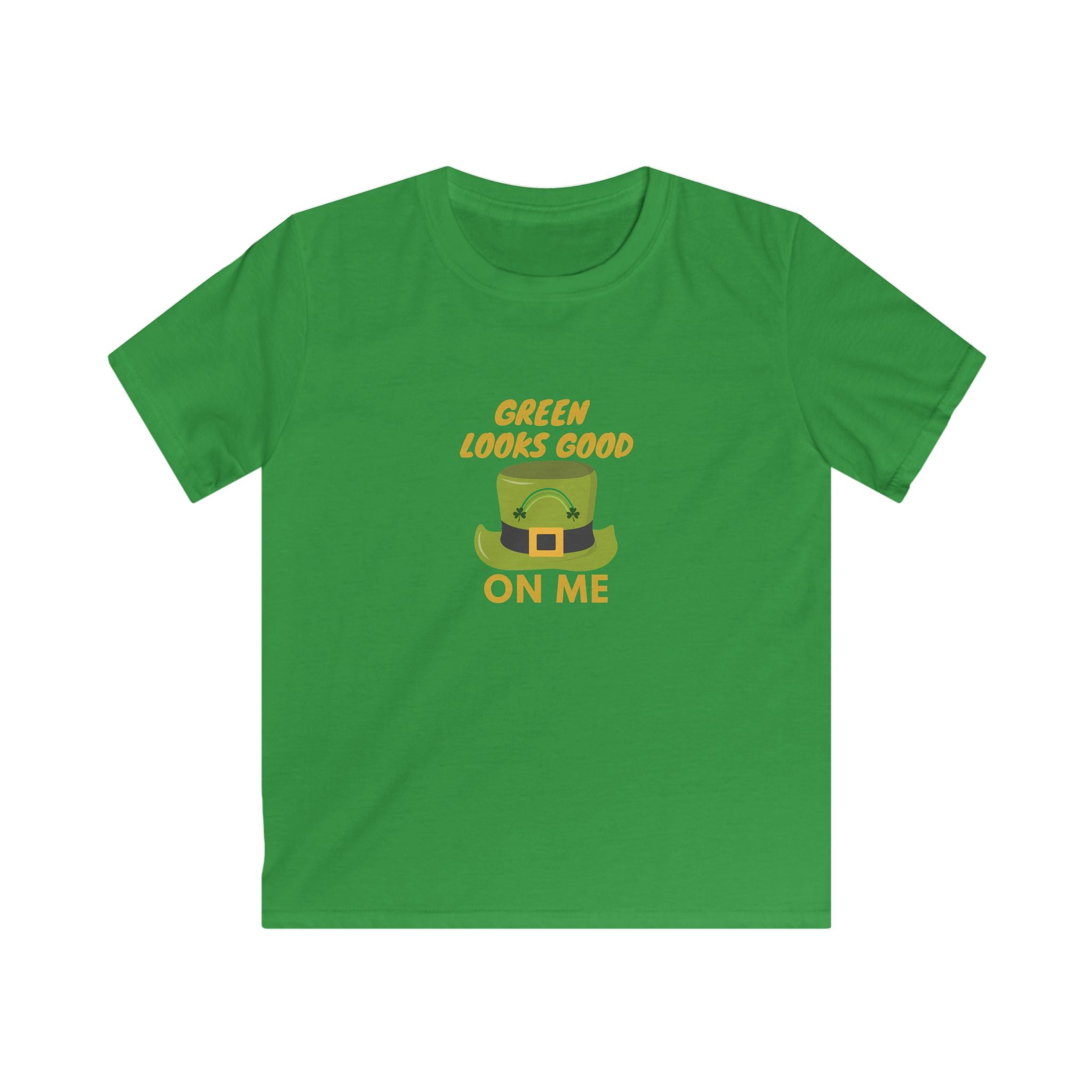 Kids Tee — "Green Looks Good On Me" St. Patrick's Day Leprechaun Hat Design