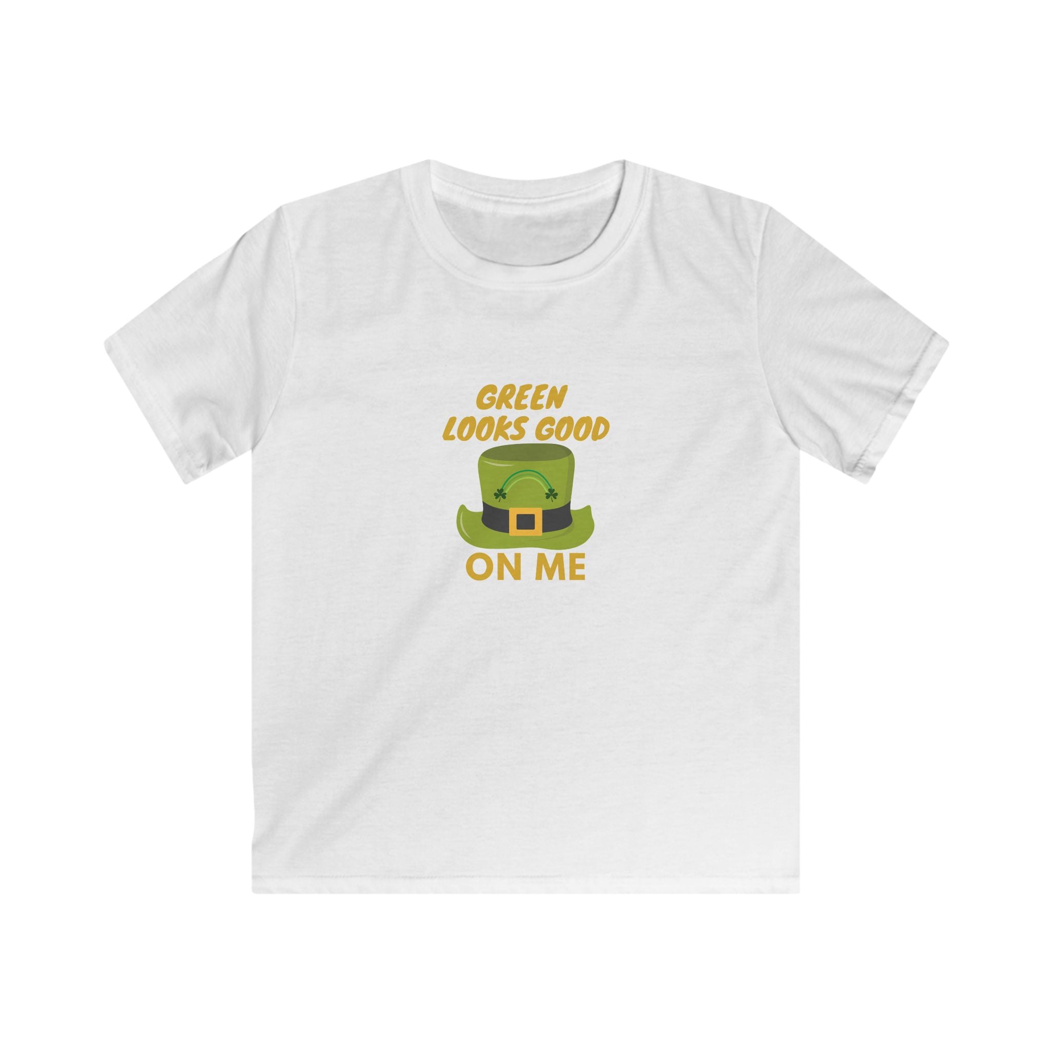 Kids Tee — "Green Looks Good On Me" St. Patrick's Day Leprechaun Hat Design