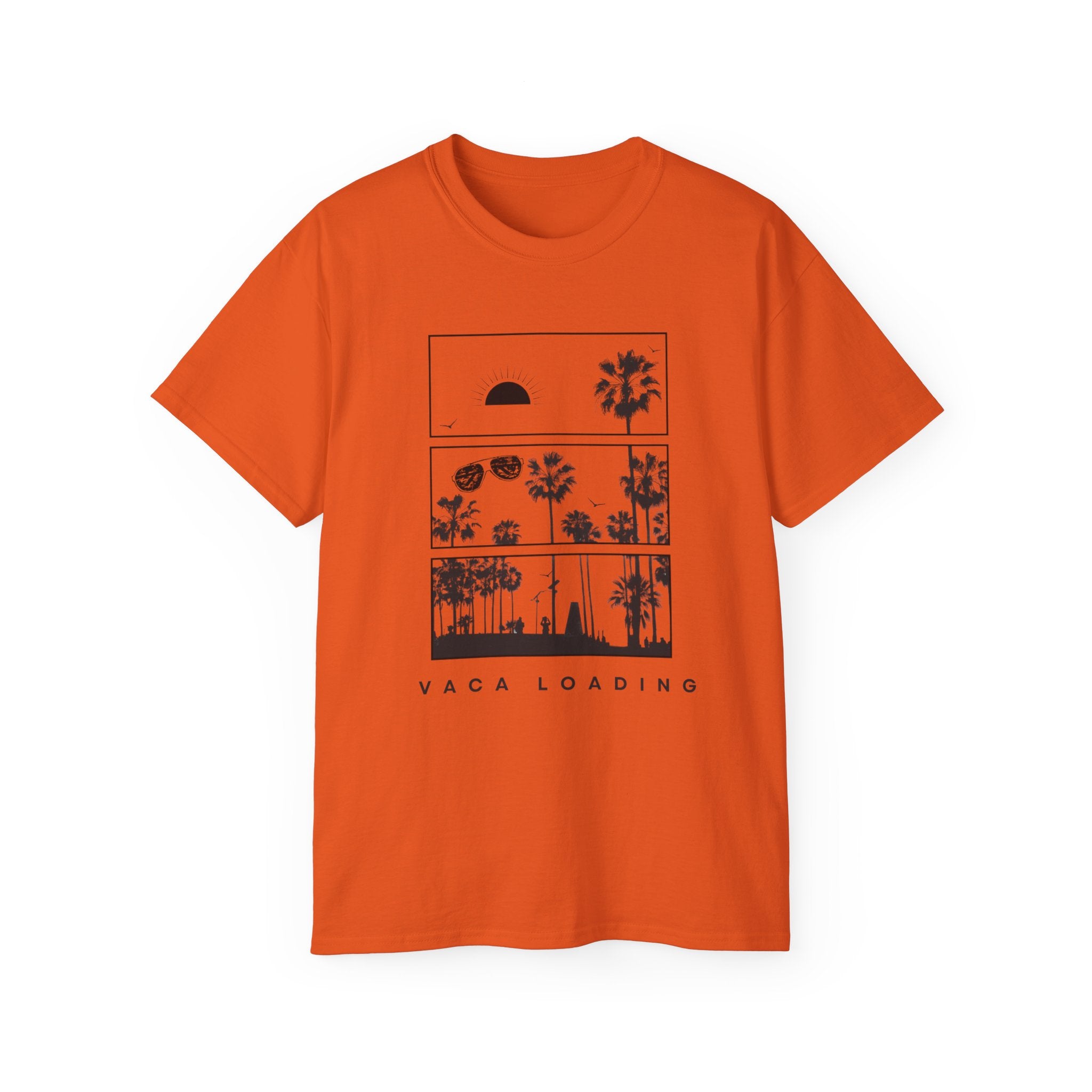 Vacation Loading T‑Shirt — Retro Palm & Sunset Graphic Tee