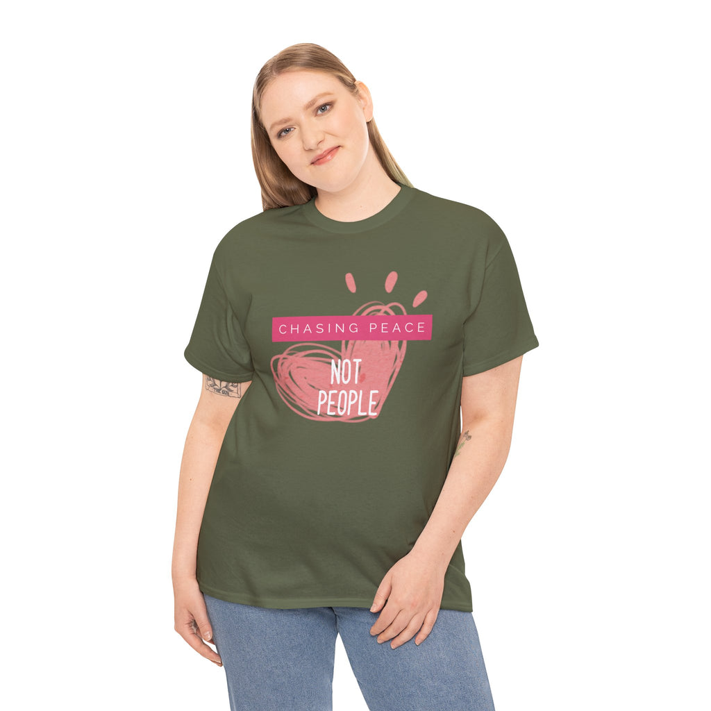 Chasing Peace Not People Tee — Pink Graphic Mental Health Awareness T‑Shirt