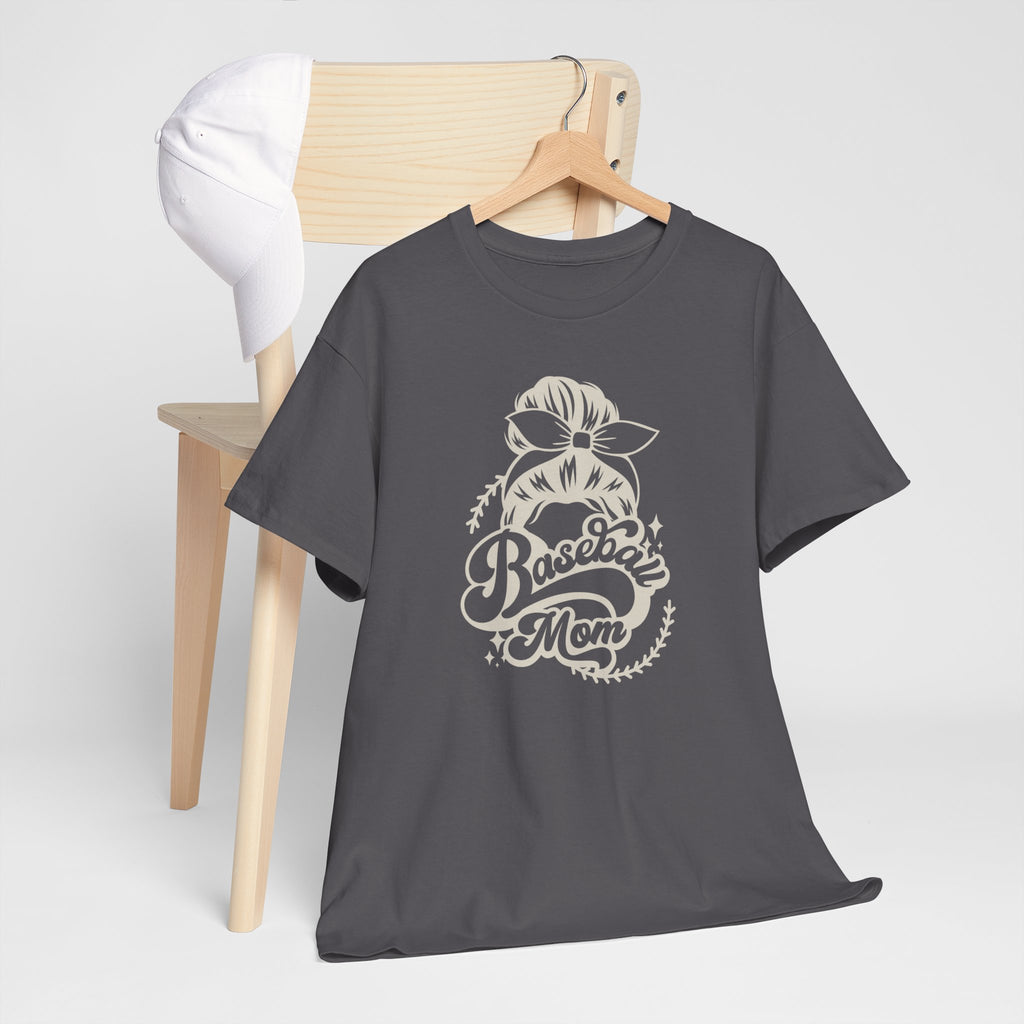 Baseball Mom Tee — Messy Bun Graphic Shirt for Proud Baseball Moms