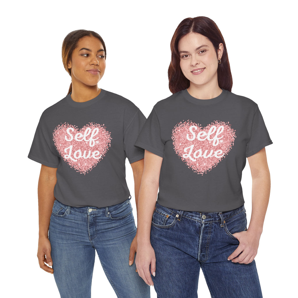 Self Love Tee — Pink Heart Mental Health Awareness Shirt