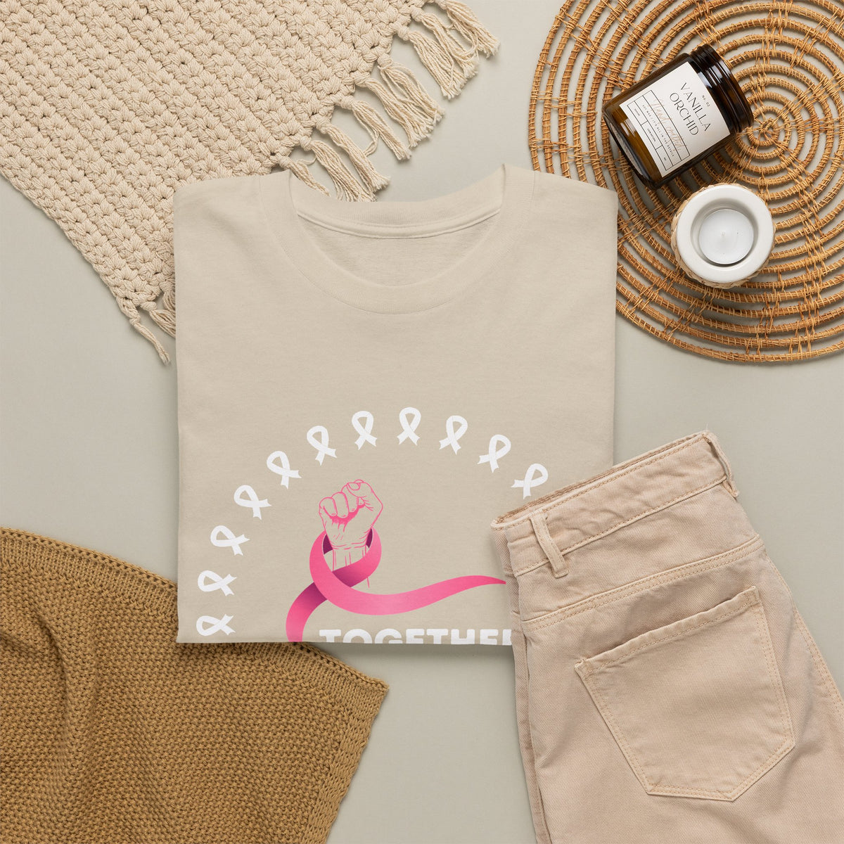 Breast Cancer Awareness T-Shirt - "Together We Fight" Pink Ribbon Tee