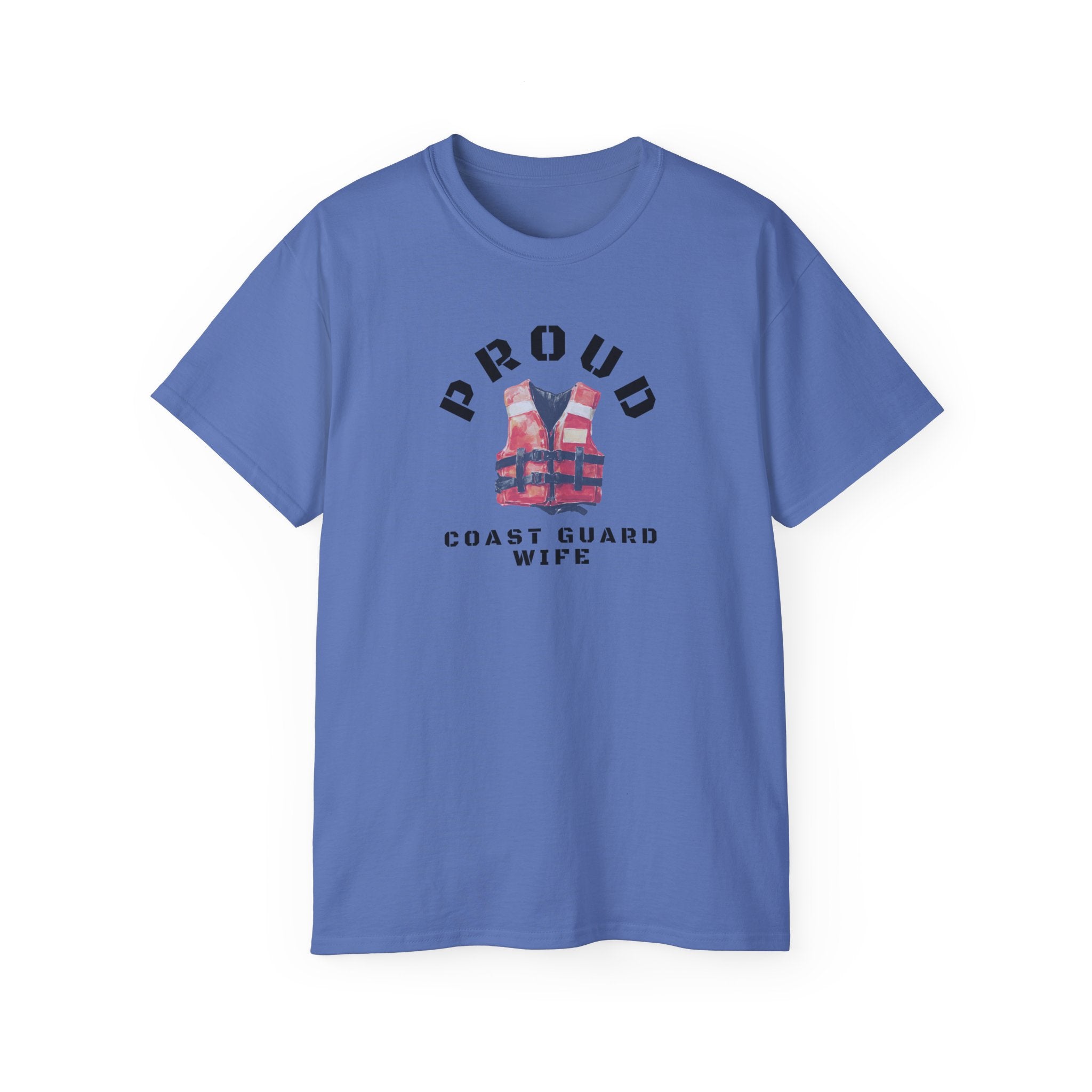 Proud Coast Guard Wife T-Shirt — Life Vest Graphic Tee for Military Spouses