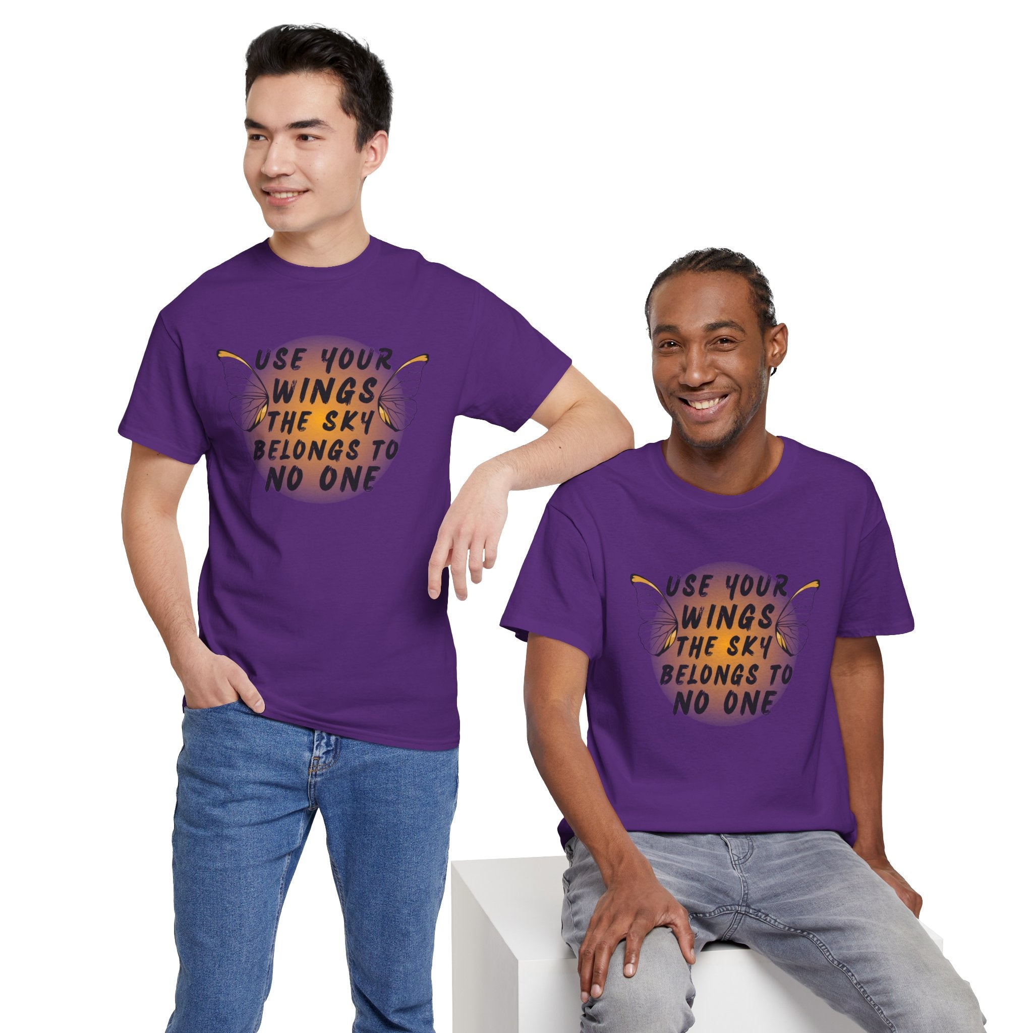 T-Shirt — "Use Your Wings, The Sky Belongs to No One" Inspirational Graphic Tee