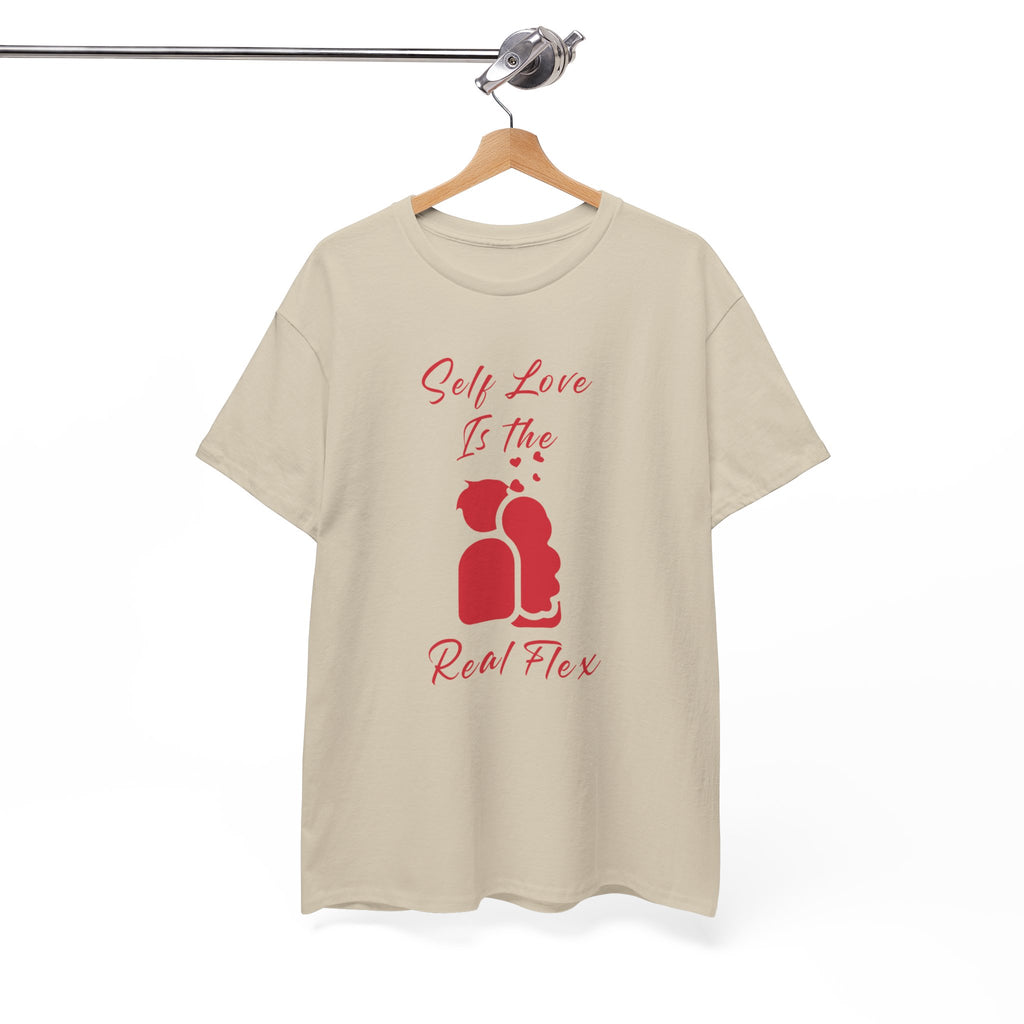 T-Shirt — "Self Love Is The Real Flex" Romantic Couple Graphic Tee