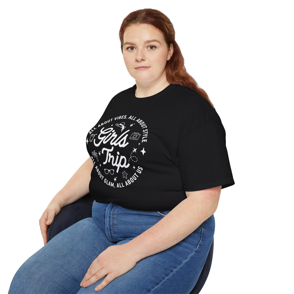 Girls Trip T-Shirt — 'All About Vibes, All About Style' Graphic Tee for Bachelorette & Vacation