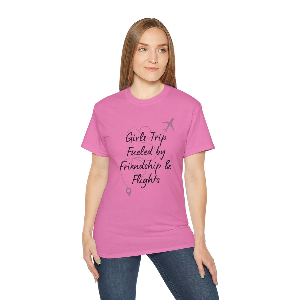 Girls Trip Tee — "Girls Trip Fueled by Friendship & Flights" Travel Shirt