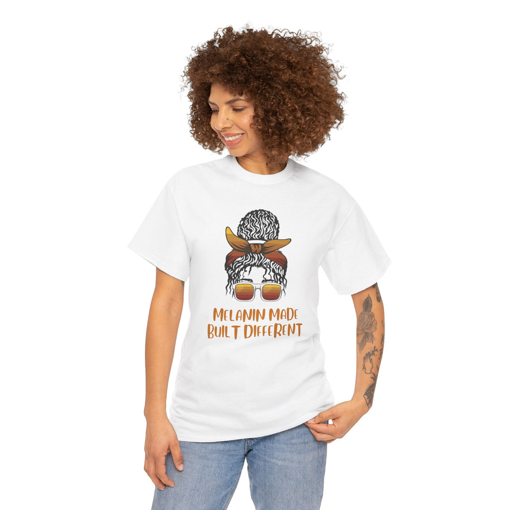 T-Shirt — "Melanin Made, Built Different" Graphic Tee