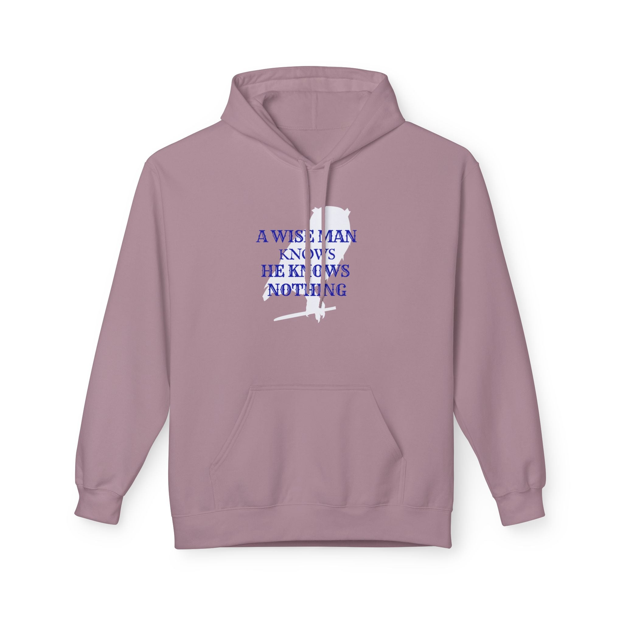 Hoodie — “A Wise Man Knows He Knows Nothing” Minimal Quote Pullover