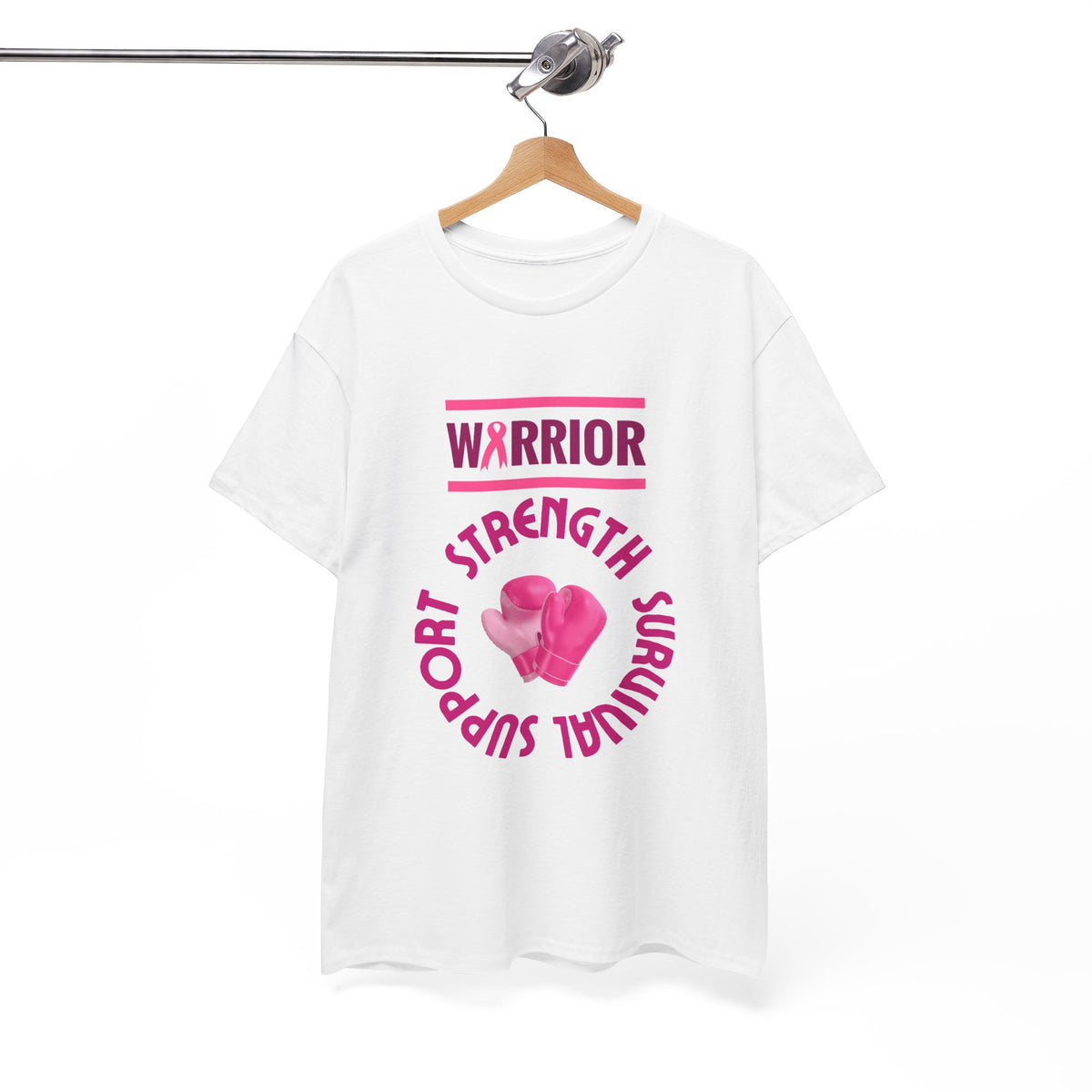 Breast Cancer Warrior T-Shirt — Strength, Support, Survival Pink Gloves Design