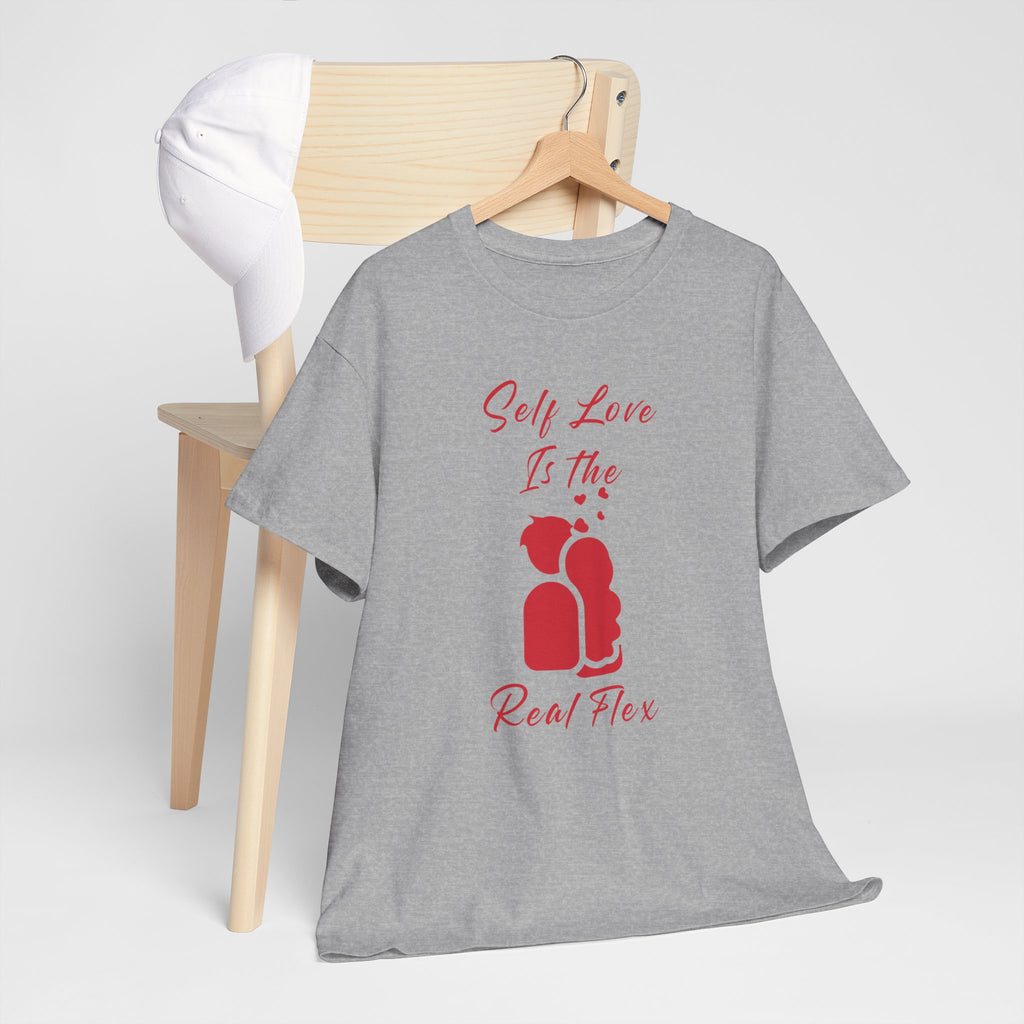 T-Shirt — "Self Love Is The Real Flex" Romantic Couple Graphic Tee