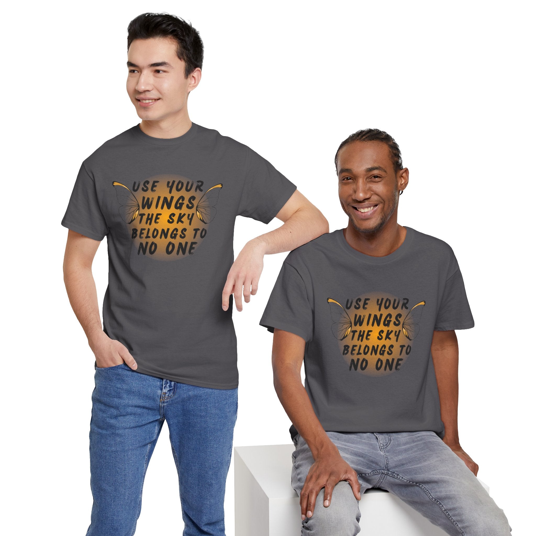T-Shirt — "Use Your Wings, The Sky Belongs to No One" Inspirational Graphic Tee