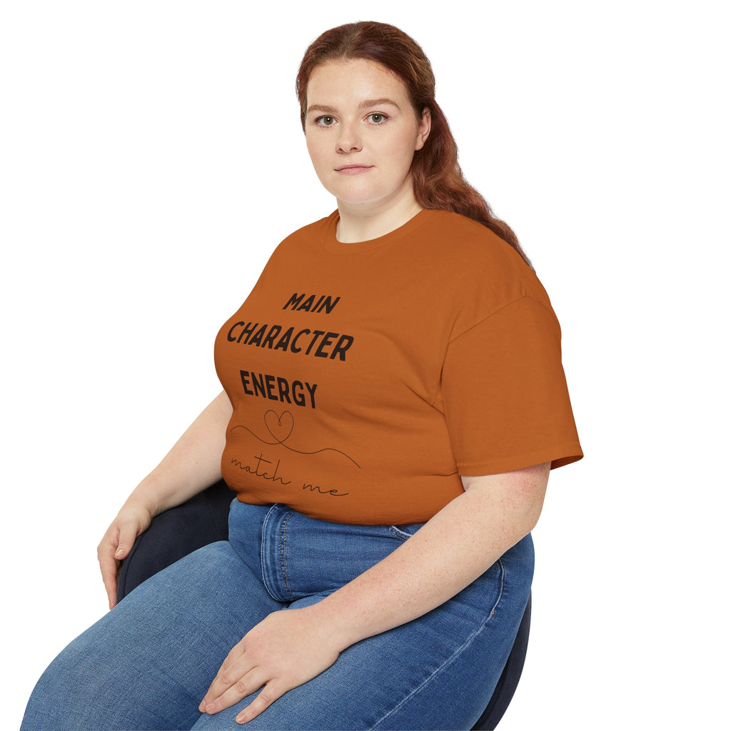 Main Character Energy Tee — "Match Me" Graphic Cotton Shirt