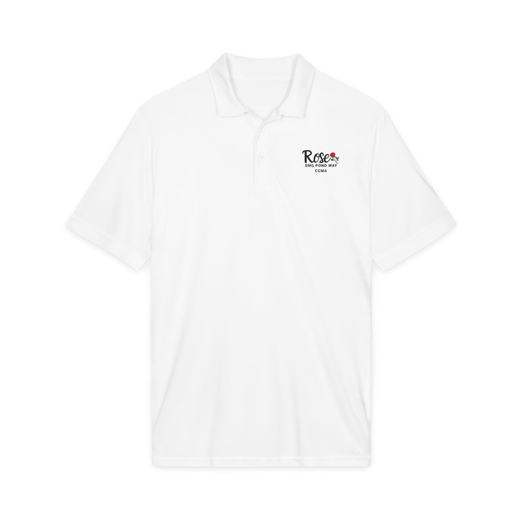 Rose Work Logo Polo Shirt Black Script with a Rose