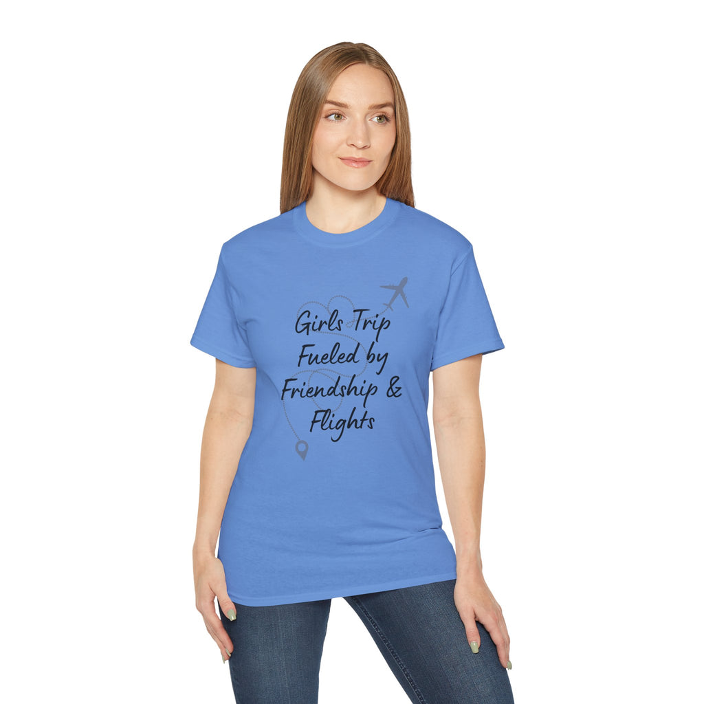 Girls Trip Tee — "Girls Trip Fueled by Friendship & Flights" Travel Shirt