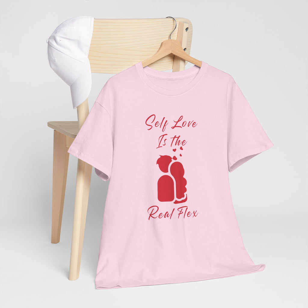 T-Shirt — "Self Love Is The Real Flex" Romantic Couple Graphic Tee