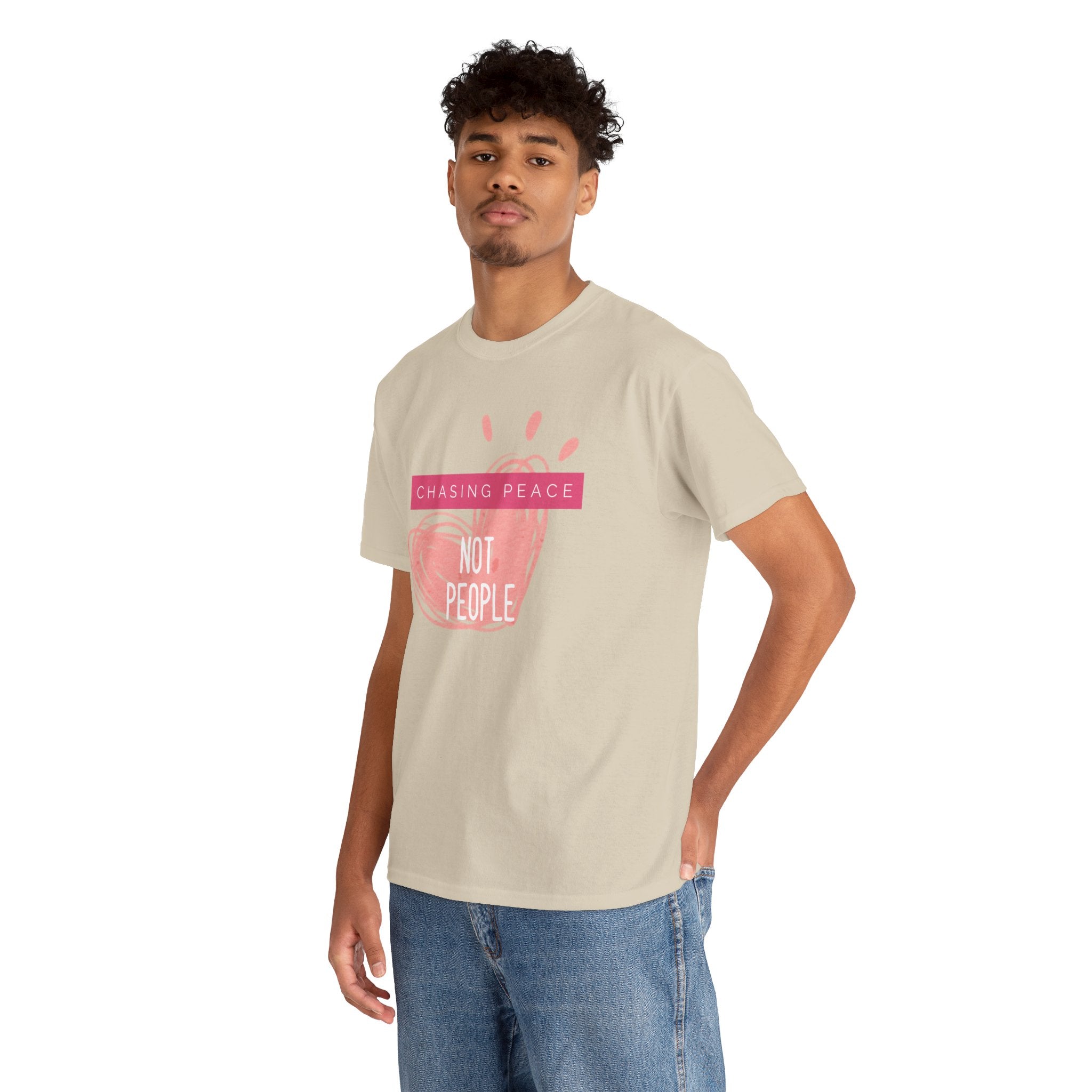 Chasing Peace Not People Tee — Pink Graphic Mental Health Awareness T‑Shirt