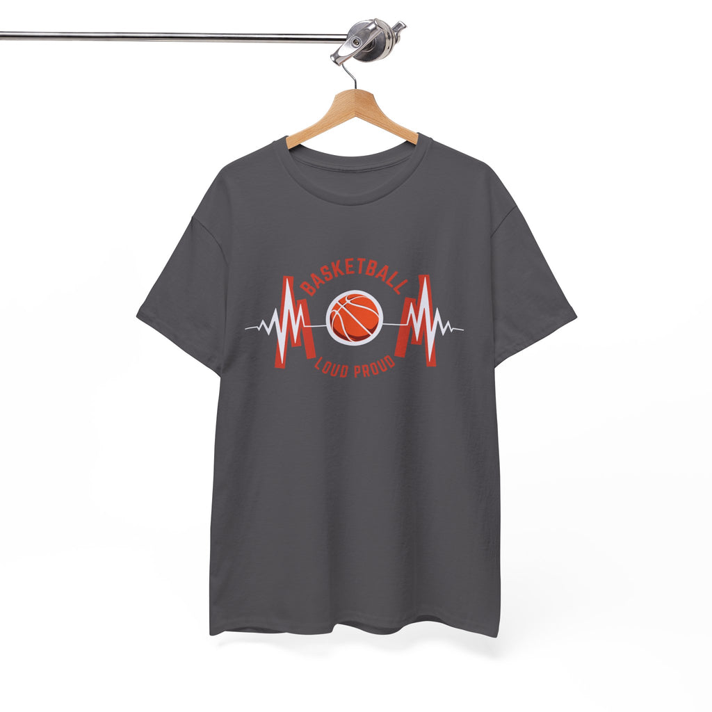 Basketball Mom Loud Proud Tee — Heartbeat Hoop Graphic T‑Shirt