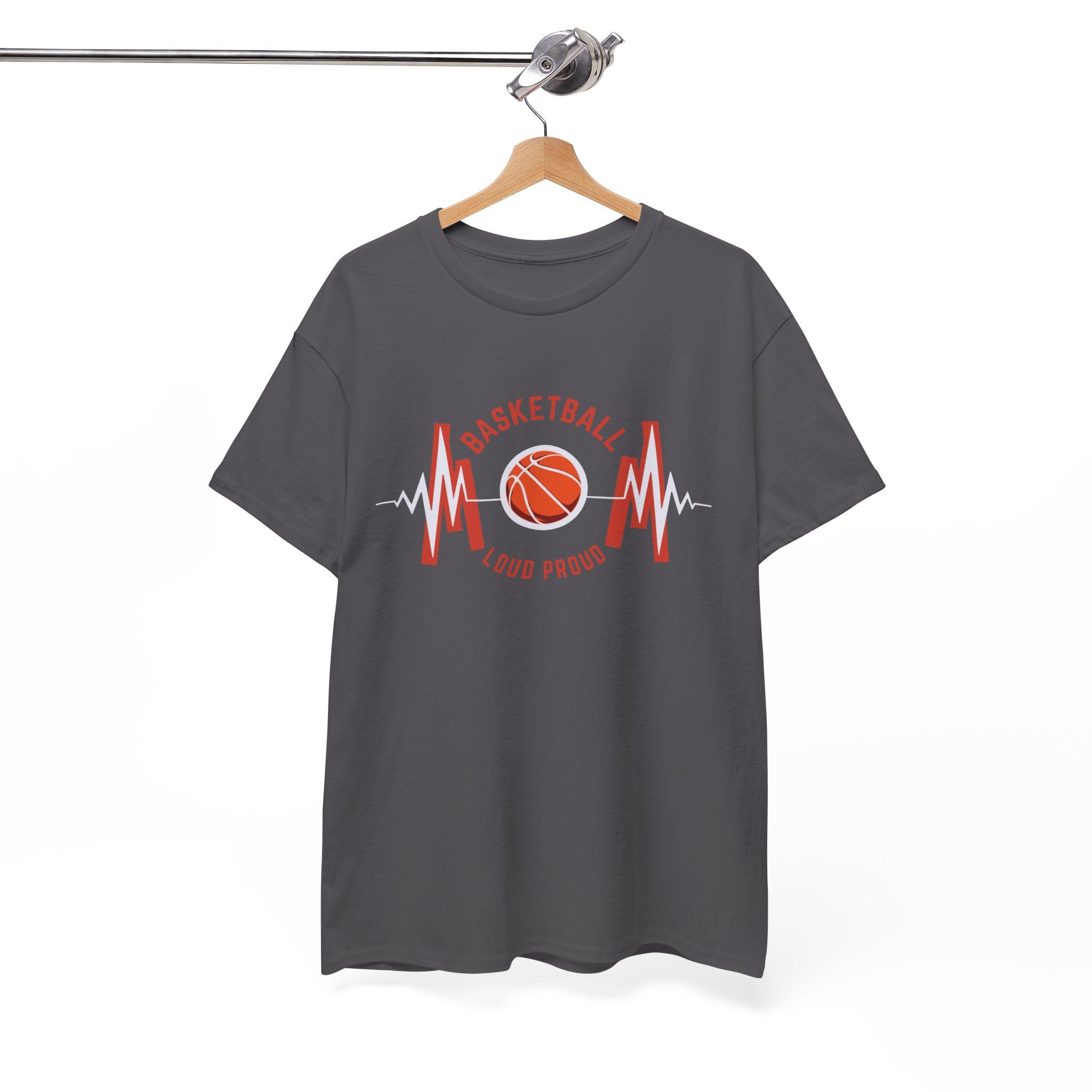 Basketball Mom Loud Proud Tee — Heartbeat Hoop Graphic T‑Shirt