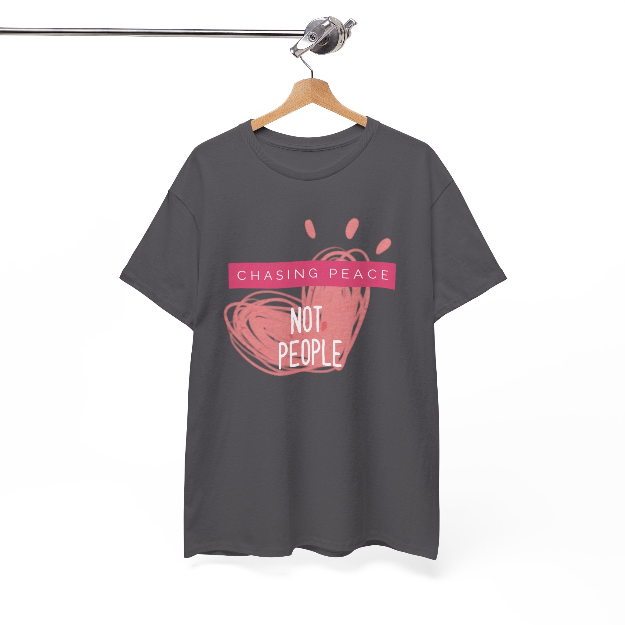 Chasing Peace Not People Tee — Pink Graphic Mental Health Awareness T‑Shirt