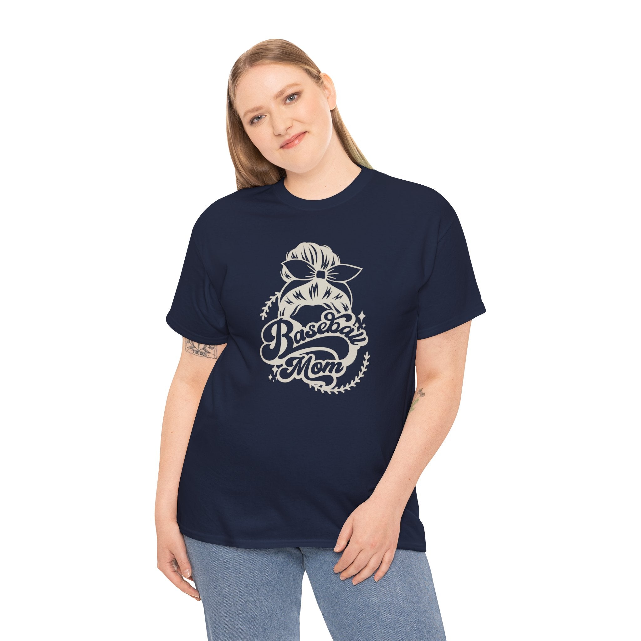 Baseball Mom Tee — Messy Bun Graphic Shirt for Proud Baseball Moms